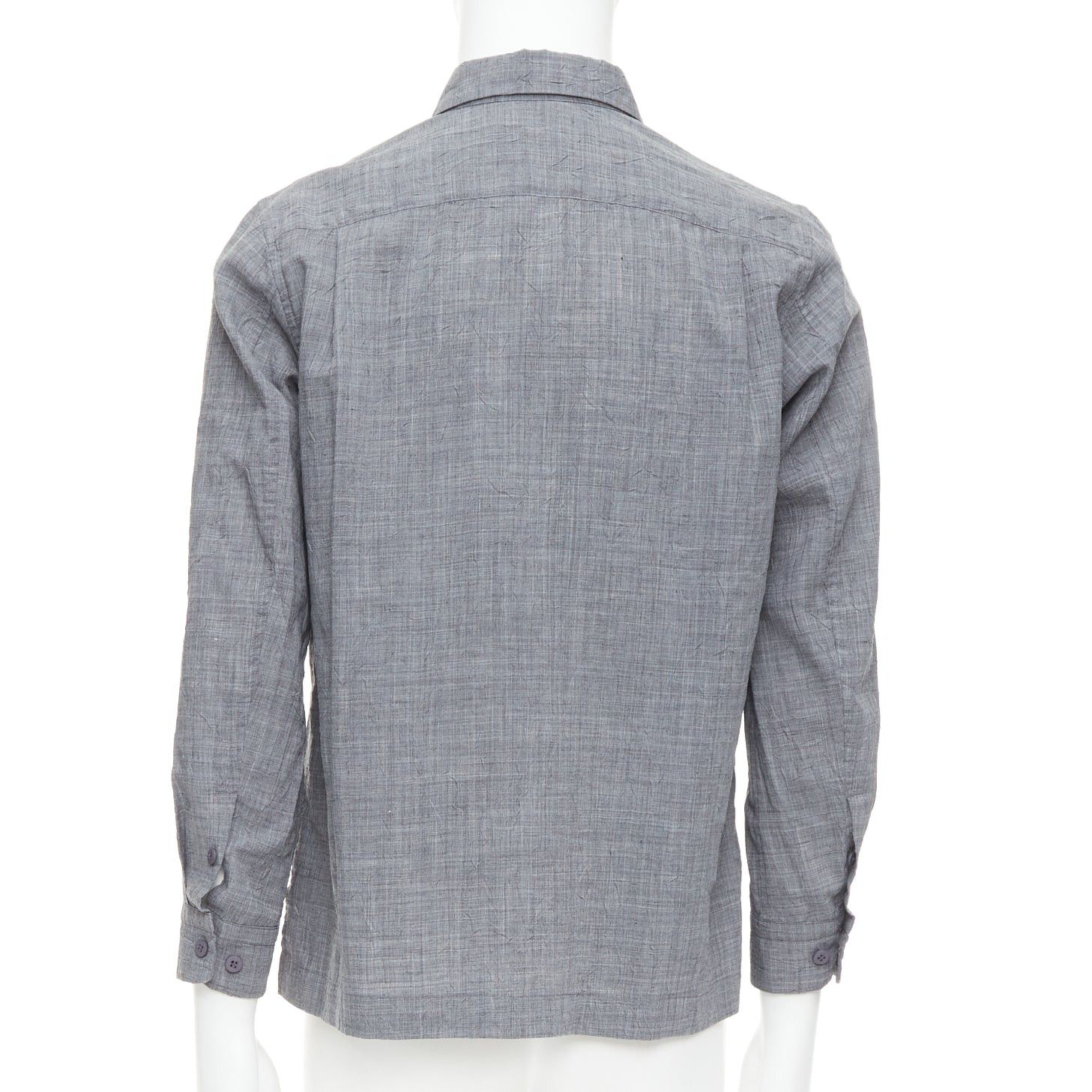 Issey Miyake ISSEY MIYAKE MEN grey polyester ramie crinkled shirt top JP1 S Size US S / EU 44-46 / 1 - 5 Thumbnail