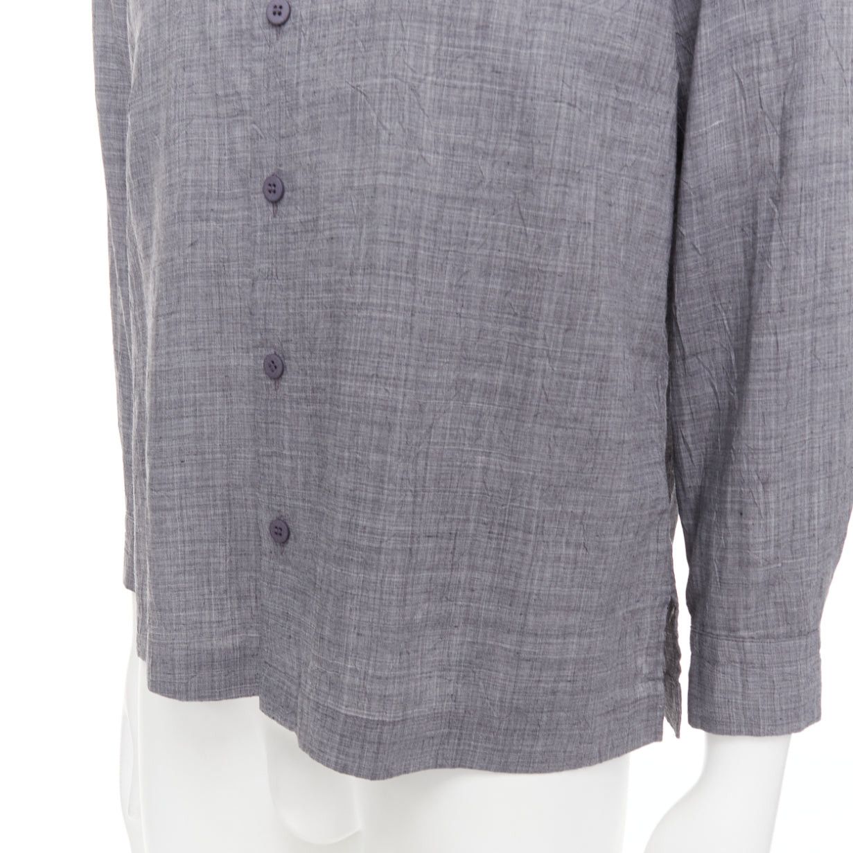 Issey Miyake ISSEY MIYAKE MEN grey polyester ramie crinkled shirt top JP1 S Size US S / EU 44-46 / 1 - 7 Thumbnail