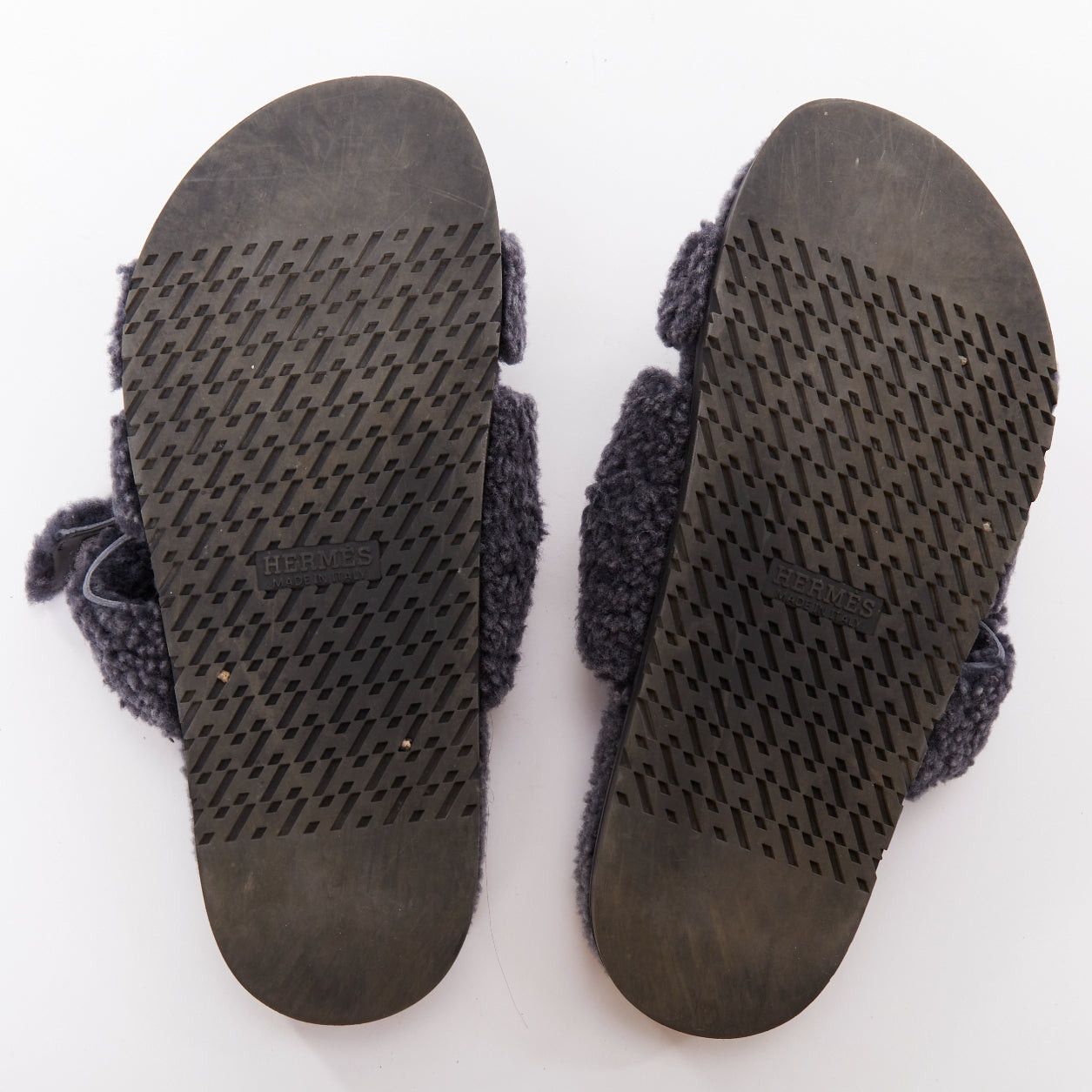 Hermes HERMES Chypre grey shearling H adjustable strap techno sandal EU41 Size US 8 / EU 41 - 11 Thumbnail