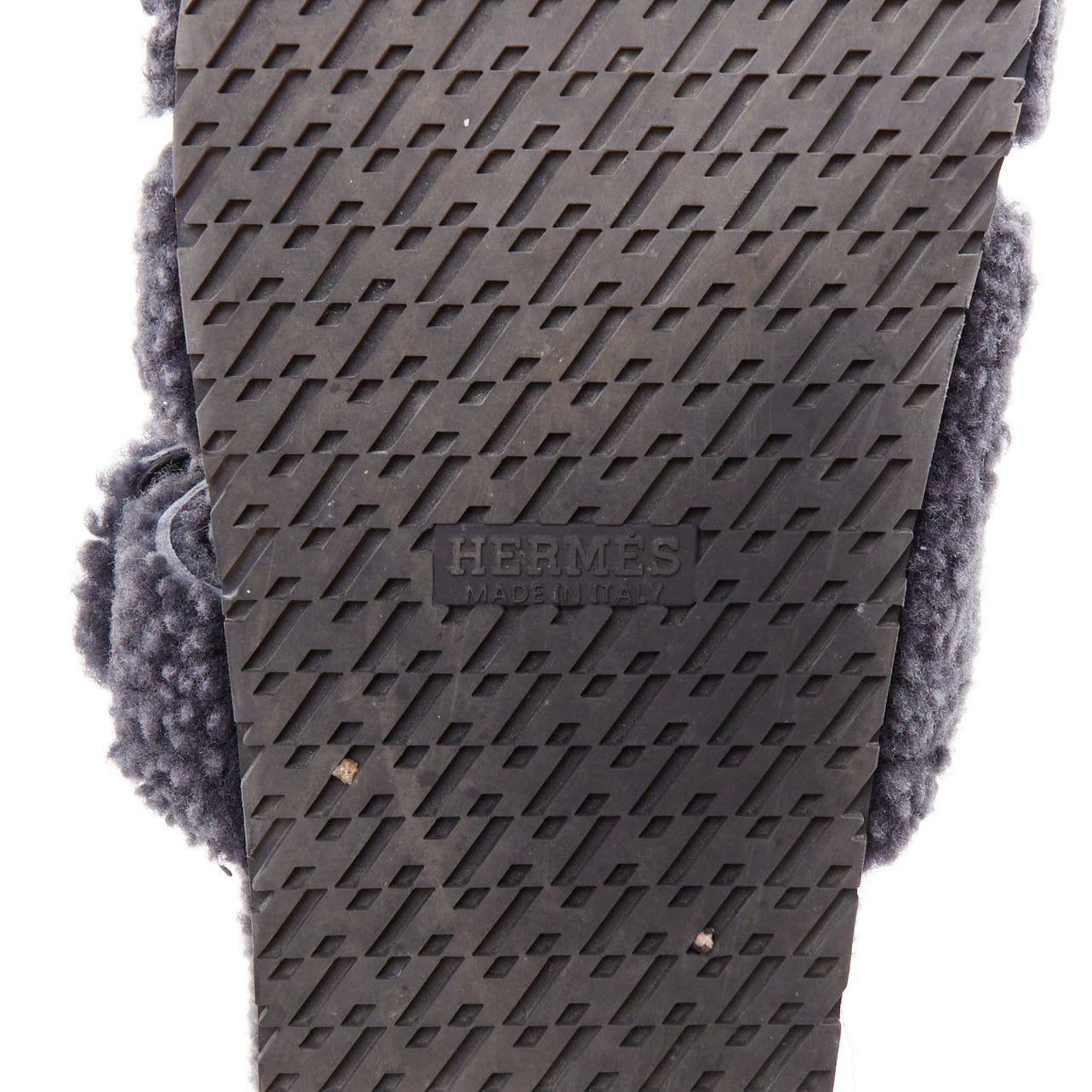 Hermes HERMES Chypre grey shearling H adjustable strap techno sandal EU41 Size US 8 / EU 41 - 10 Thumbnail