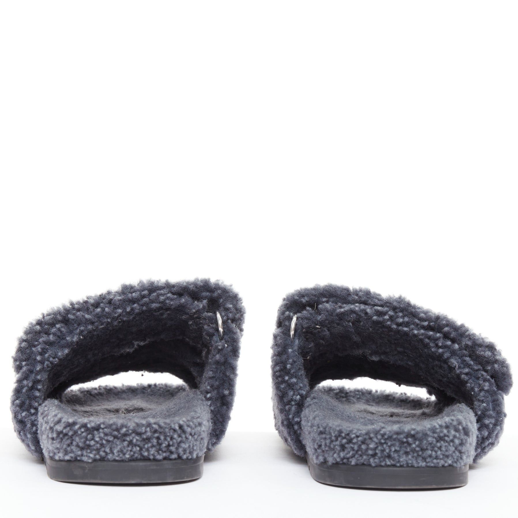 Hermes HERMES Chypre grey shearling H adjustable strap techno sandal EU41 Size US 8 / EU 41 - 5 Thumbnail