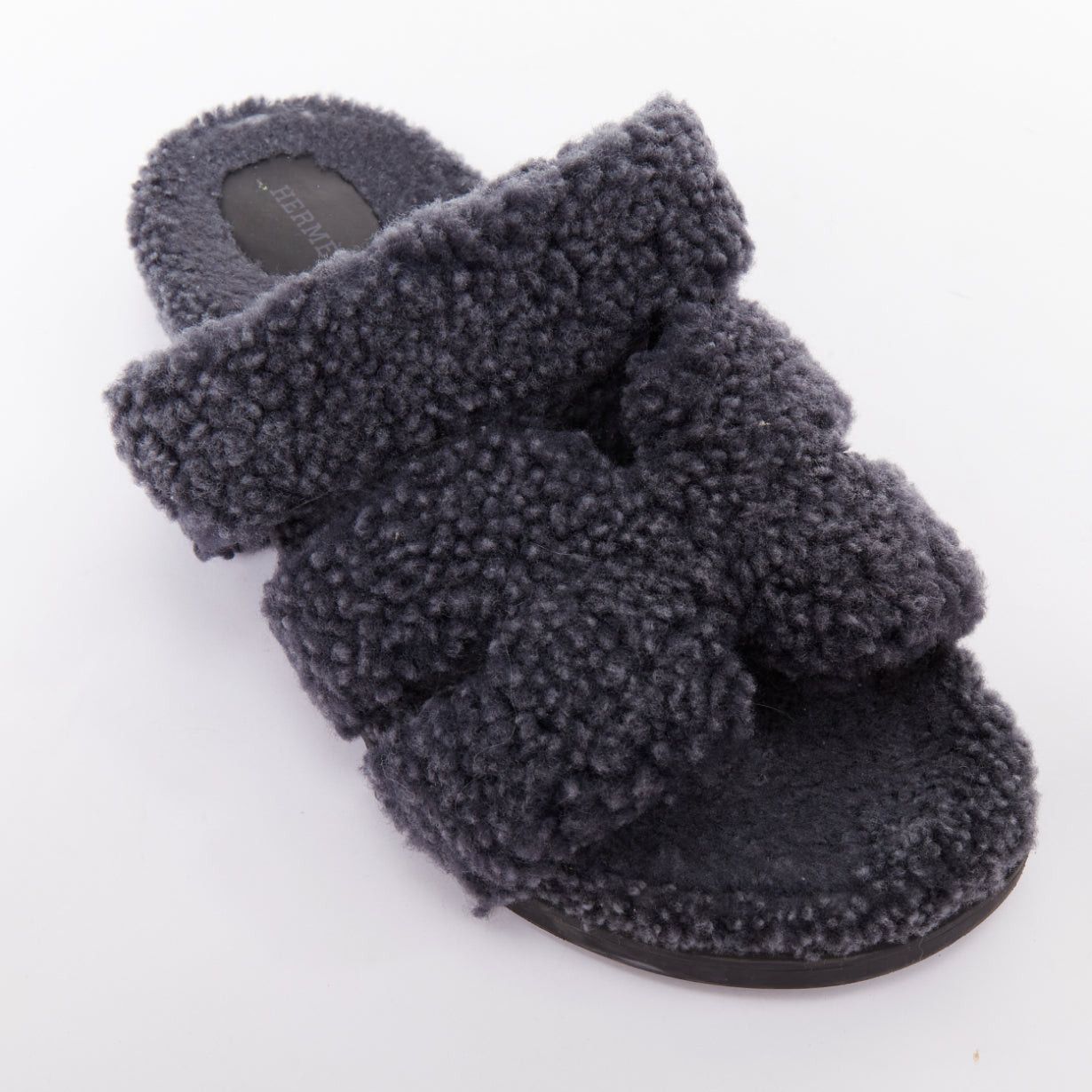 Hermes HERMES Chypre grey shearling H adjustable strap techno sandal EU41 Size US 8 / EU 41 - 7 Thumbnail