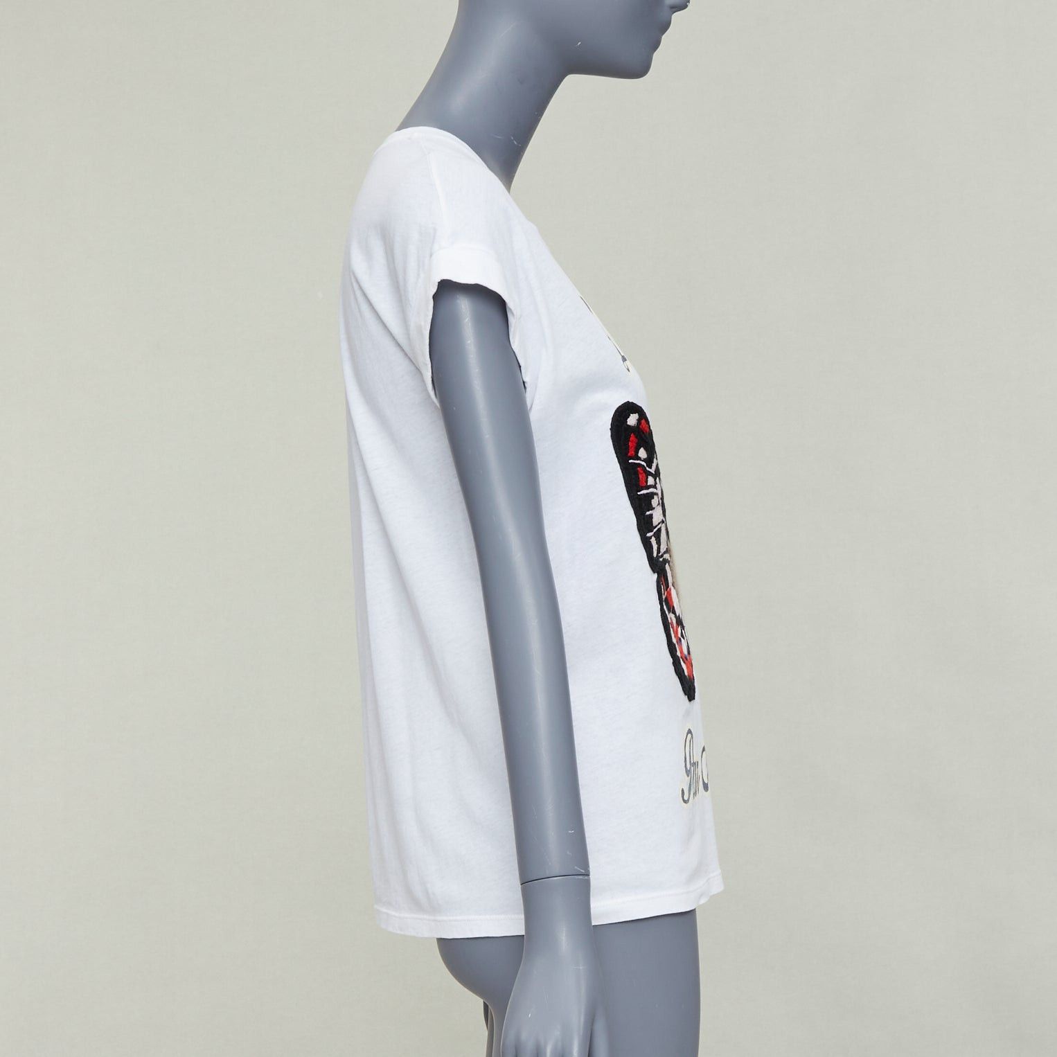 Gucci GUCCI L'Aveugle Par Amour white butterfly embroidered tshirt XS Size S / US 4 / IT 40 - 4 Thumbnail
