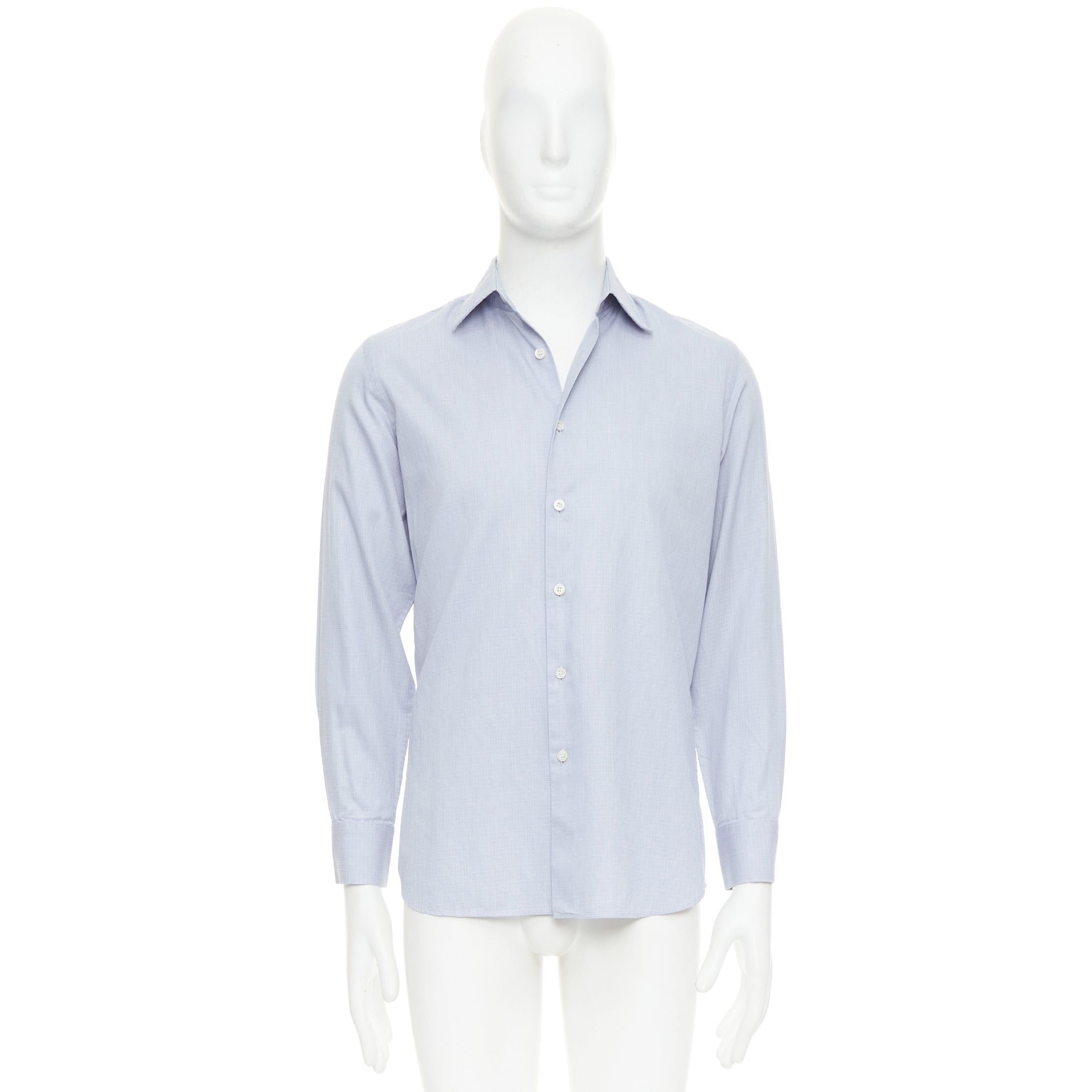 Prada PRADA blue geometric print shell buttons long sleeve collared dress shirt EU38 S Size US S / EU 44-46 / 1 - 9 Thumbnail
