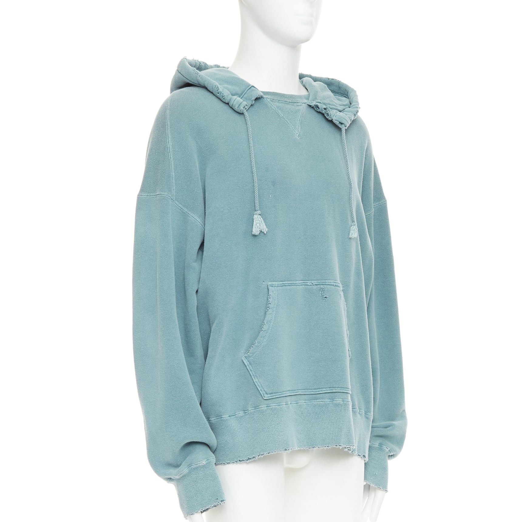 Other ANCELLM teal blue washed cotton drawstring distressed oversized hoodie JP1 S Size US S / EU 44-46 / 1 - 3 Thumbnail