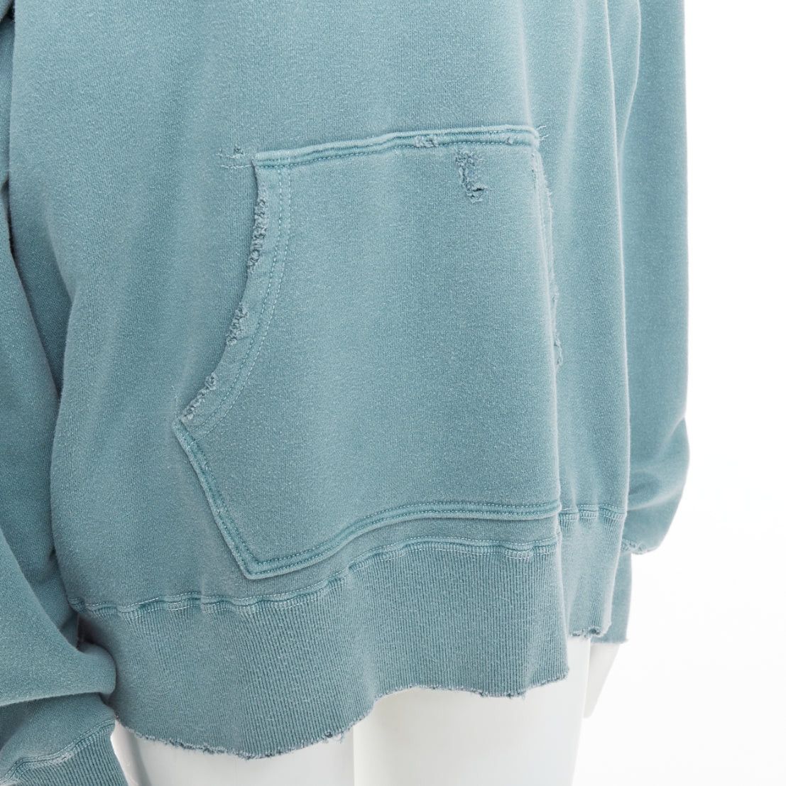 Other ANCELLM teal blue washed cotton drawstring distressed oversized hoodie JP1 S Size US S / EU 44-46 / 1 - 7 Thumbnail
