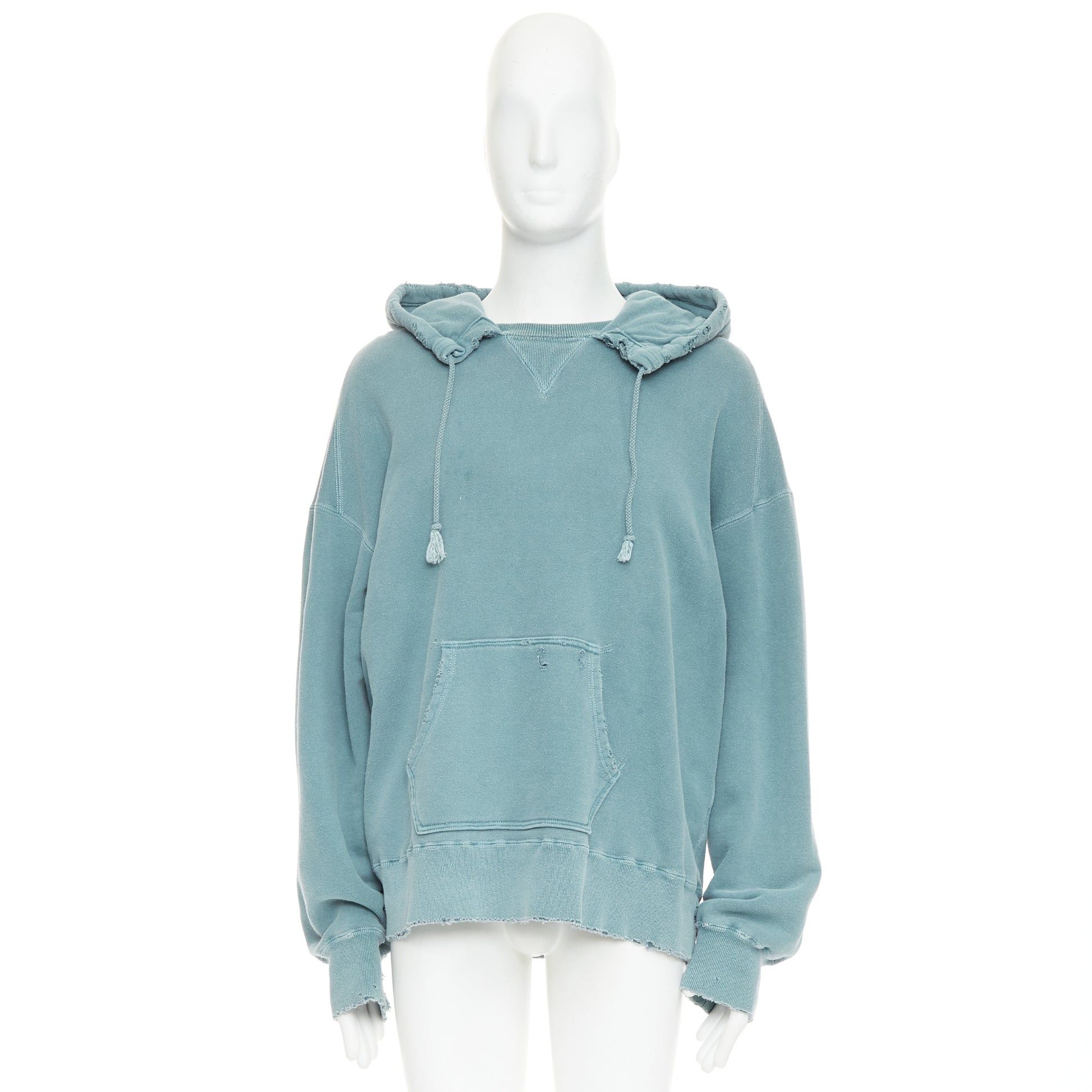 Other ANCELLM teal blue washed cotton drawstring distressed oversized hoodie JP1 S Size US S / EU 44-46 / 1 - 9 Thumbnail