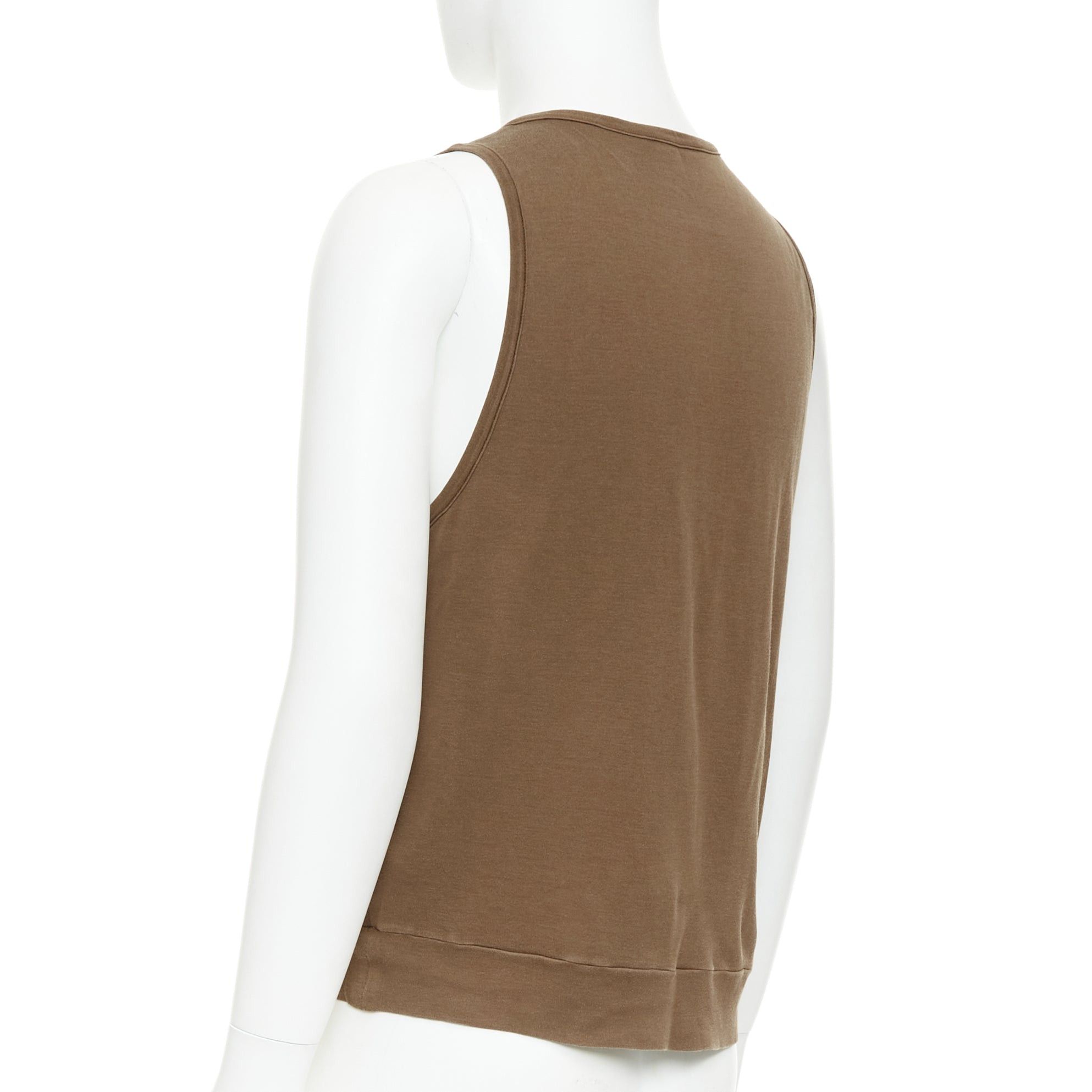 Bottega Veneta BOTTEGA VENETA brown silk cotton half button scoop neck tank top IT50 L Size US L / EU 52-54 / 3 - 6 Thumbnail