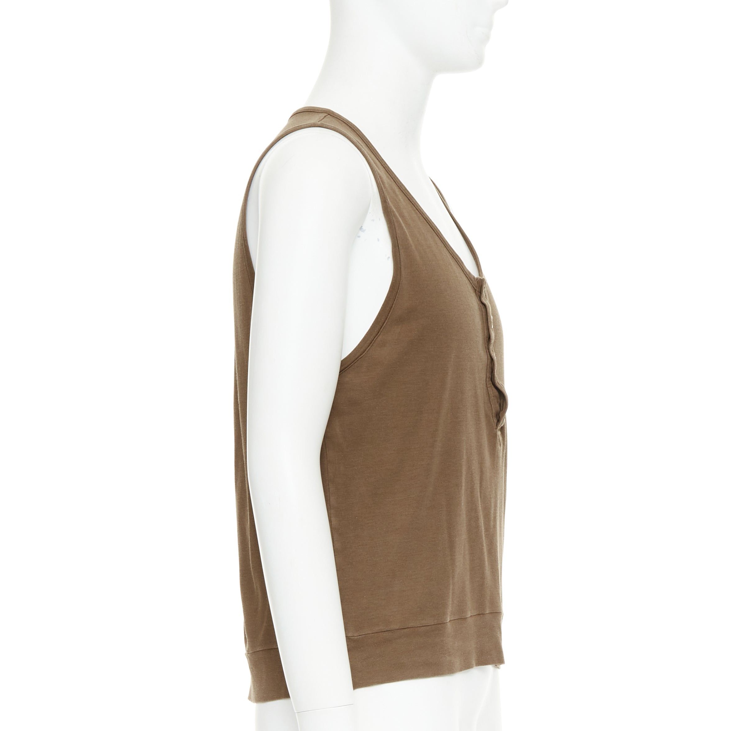 Bottega Veneta BOTTEGA VENETA brown silk cotton half button scoop neck tank top IT50 L Size US L / EU 52-54 / 3 - 4 Thumbnail