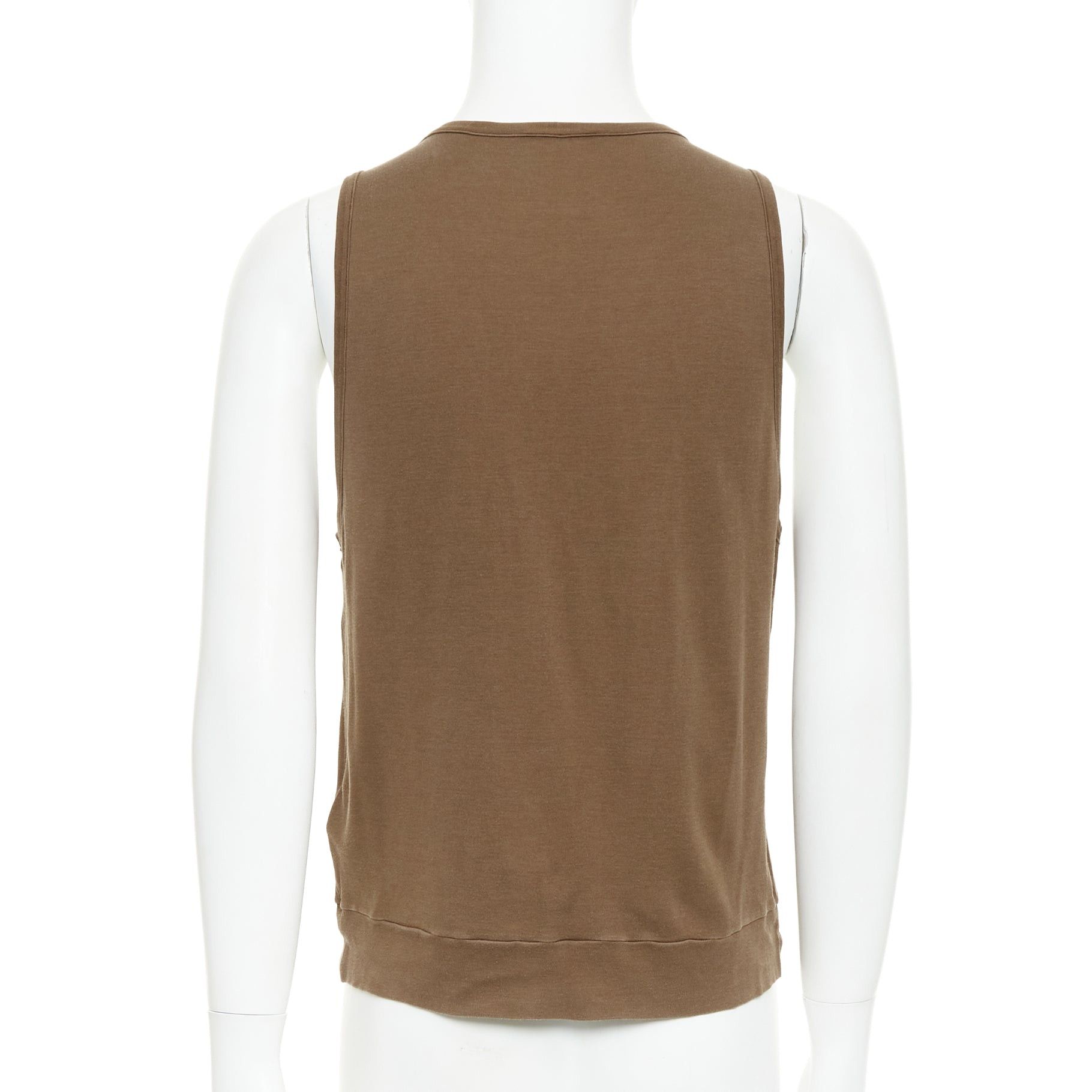 Bottega Veneta BOTTEGA VENETA brown silk cotton half button scoop neck tank top IT50 L Size US L / EU 52-54 / 3 - 5 Thumbnail