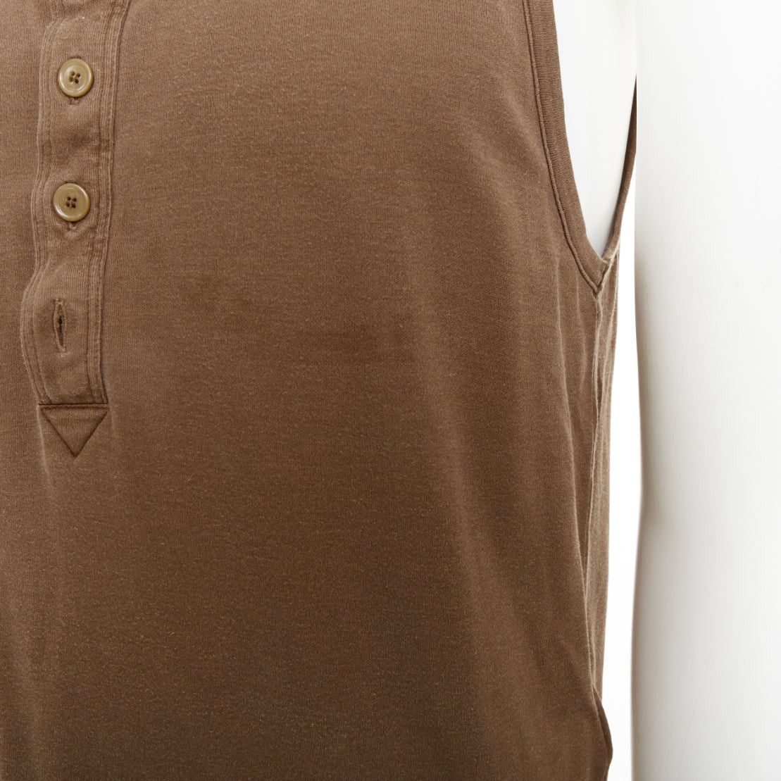 Bottega Veneta BOTTEGA VENETA brown silk cotton half button scoop neck tank top IT50 L Size US L / EU 52-54 / 3 - 7 Thumbnail