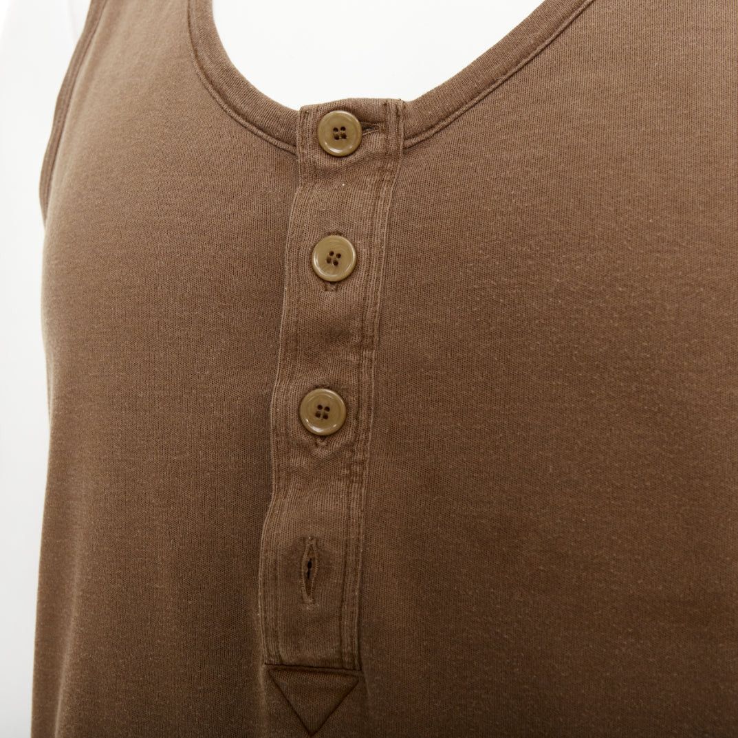 Bottega Veneta BOTTEGA VENETA brown silk cotton half button scoop neck tank top IT50 L Size US L / EU 52-54 / 3 - 2 Thumbnail