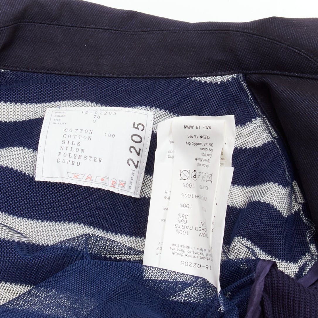 Sacai SACAI deconstructed nautical stripe detached corset belt flare coat JP3 L Size L / US 10 / IT 46 - 10 Thumbnail