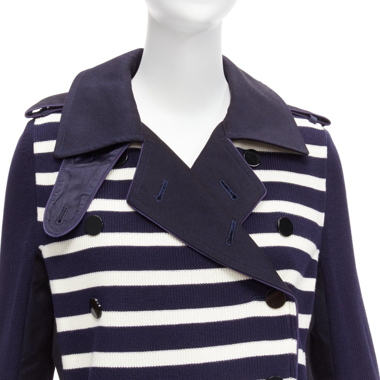 Sacai SACAI deconstructed nautical stripe detached corset belt flare coat JP3 L Size L / US 10 / IT 46 - 8 Thumbnail
