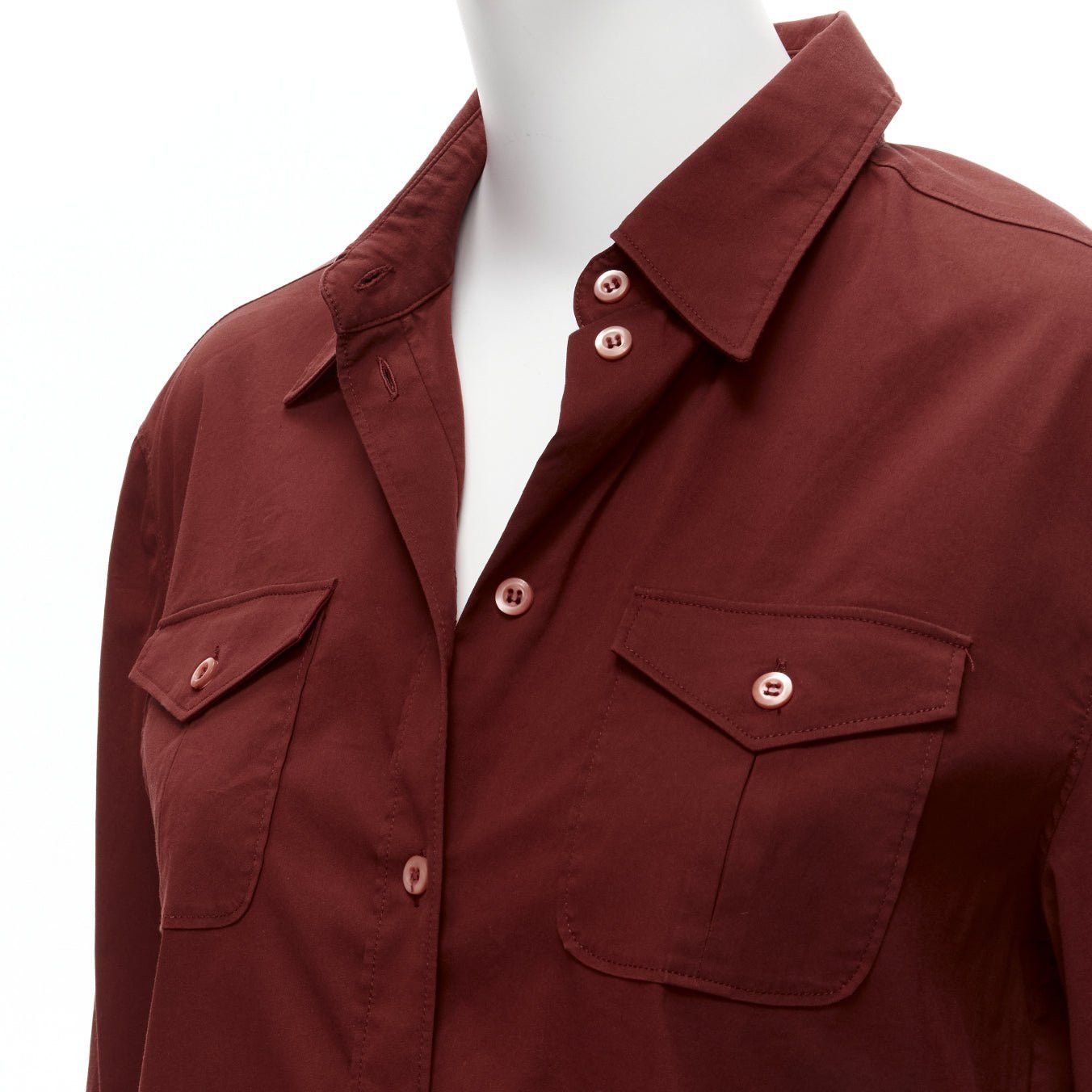 Prada PRADA 1997 Vintage red double flap pocket button front dress shirt IT44 L Size M / US 6-8 / IT 42-44 - 2 Thumbnail