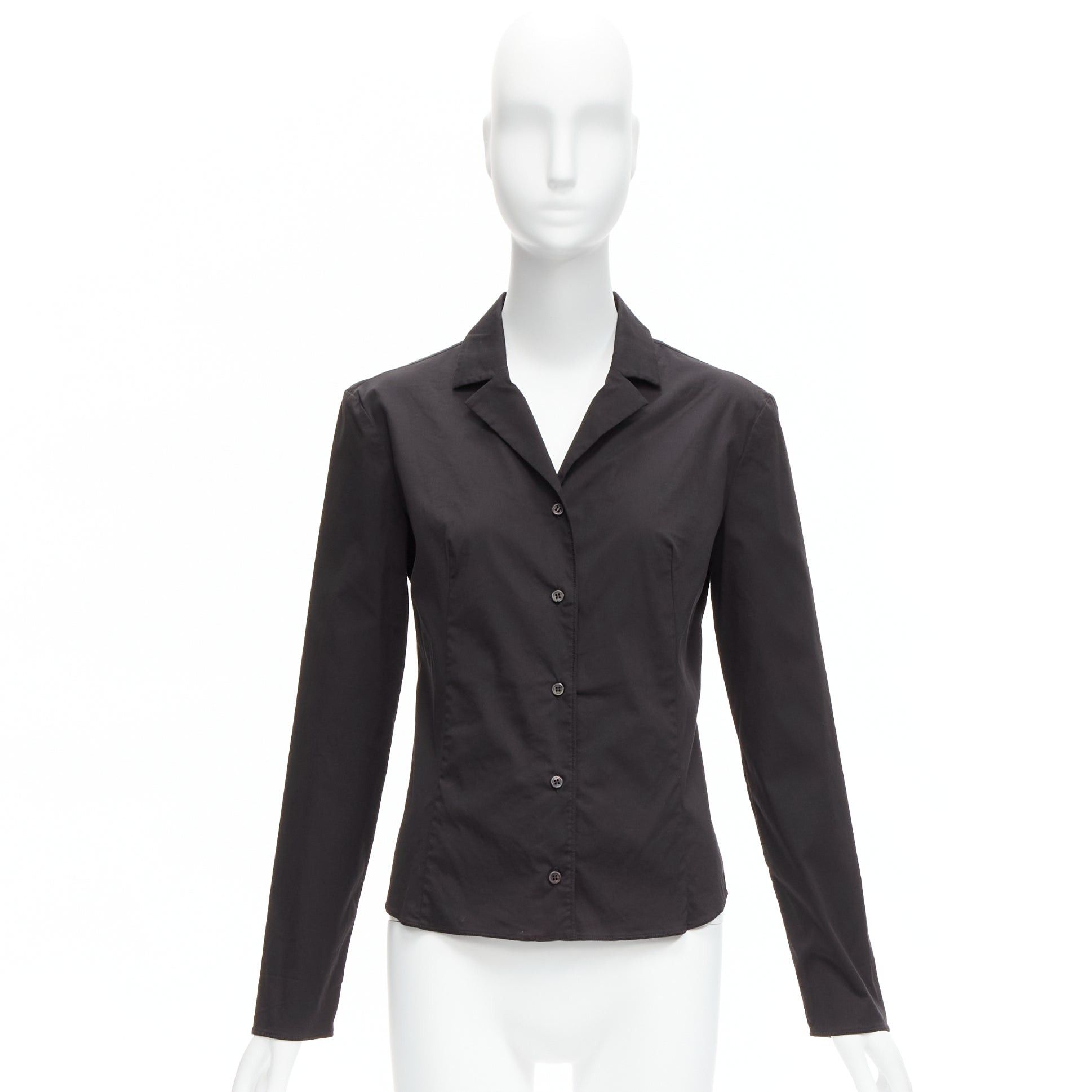 Prada PRADA Vintage charcoal black lapels dared minimal classic dress shirt IT46 XL Size L / US 10 / IT 46 - 10 Thumbnail