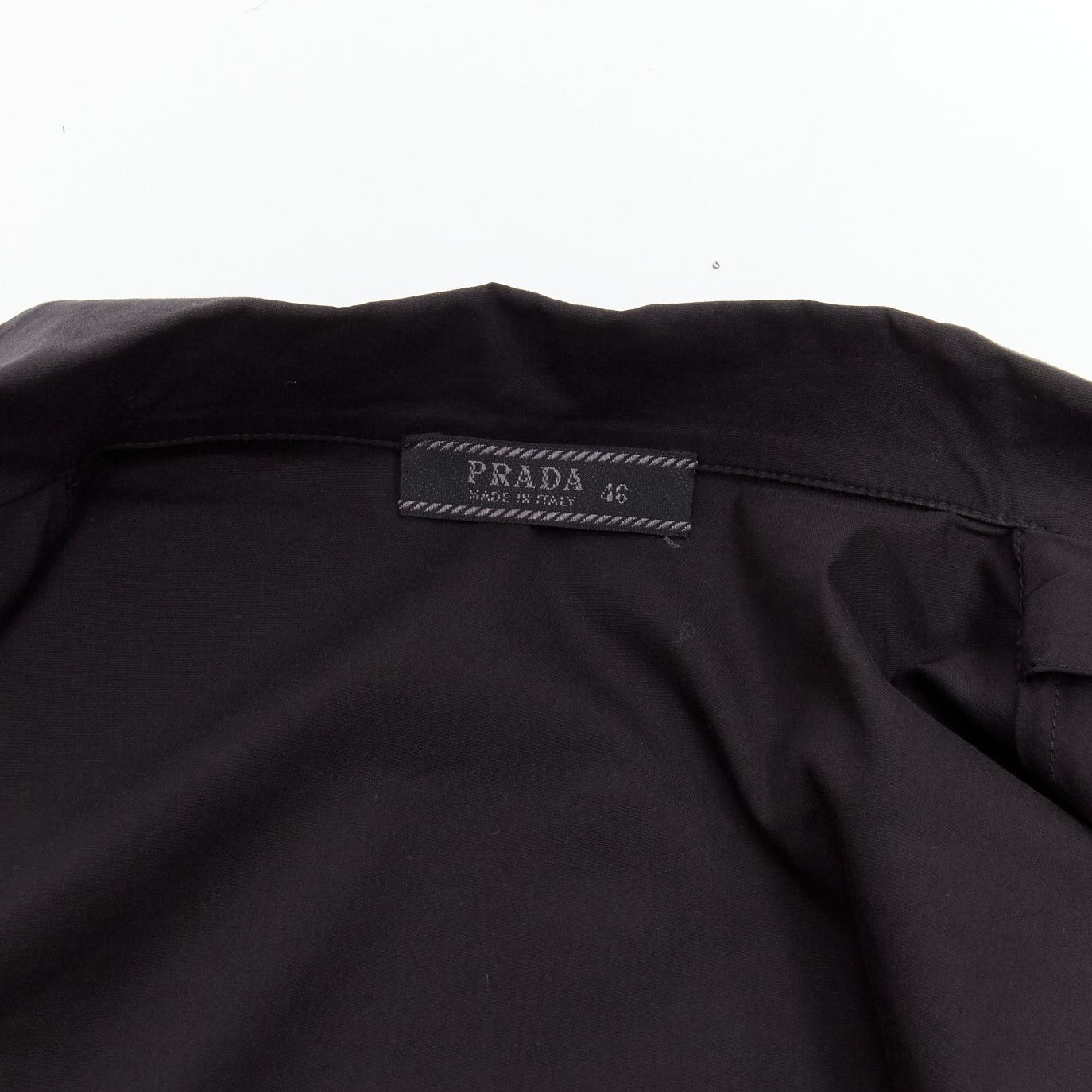 Prada PRADA Vintage charcoal black lapels dared minimal classic dress shirt IT46 XL Size L / US 10 / IT 46 - 9 Thumbnail