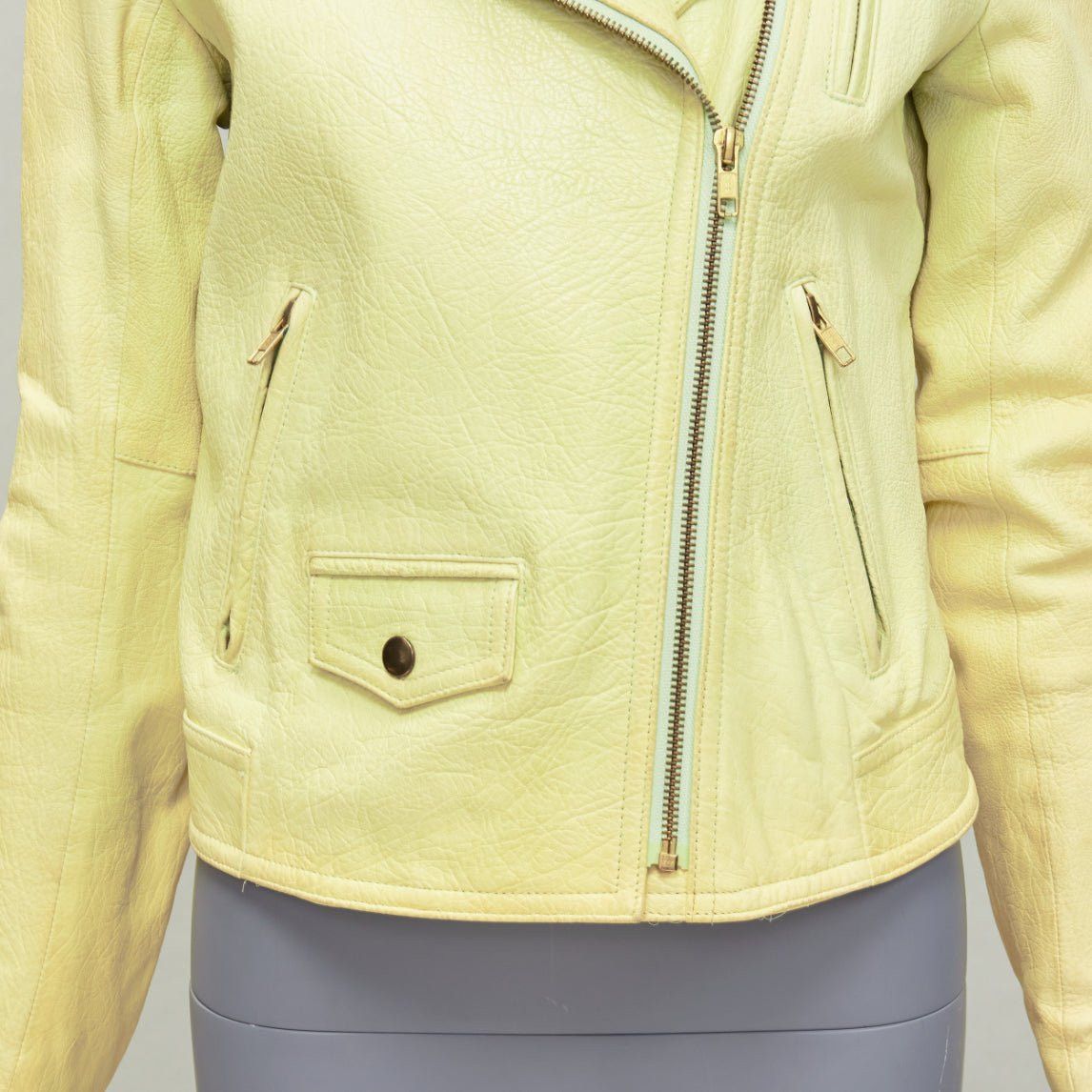Theory THEORY yellow lambskin leather motorcycle biker jacket M Size M / US 6-8 / IT 42-44 - 2 Thumbnail
