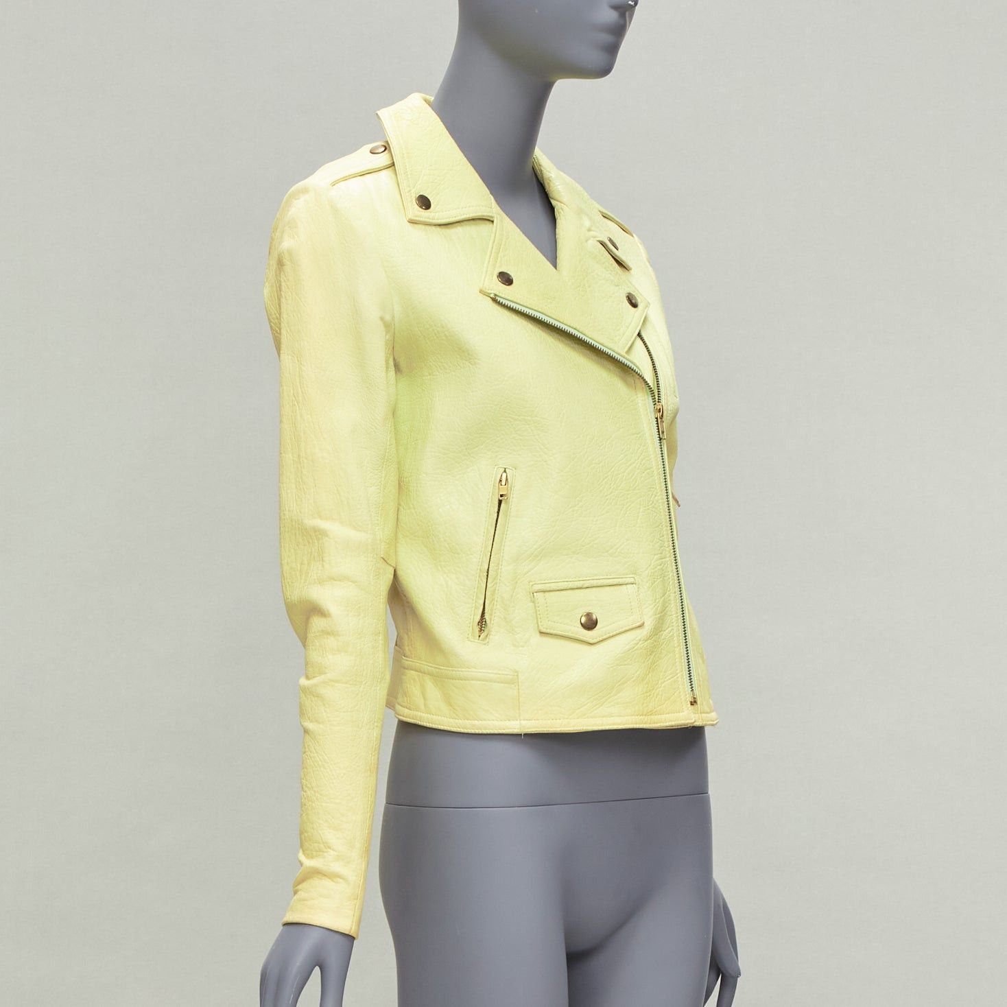Theory THEORY yellow lambskin leather motorcycle biker jacket M Size M / US 6-8 / IT 42-44 - 4 Thumbnail