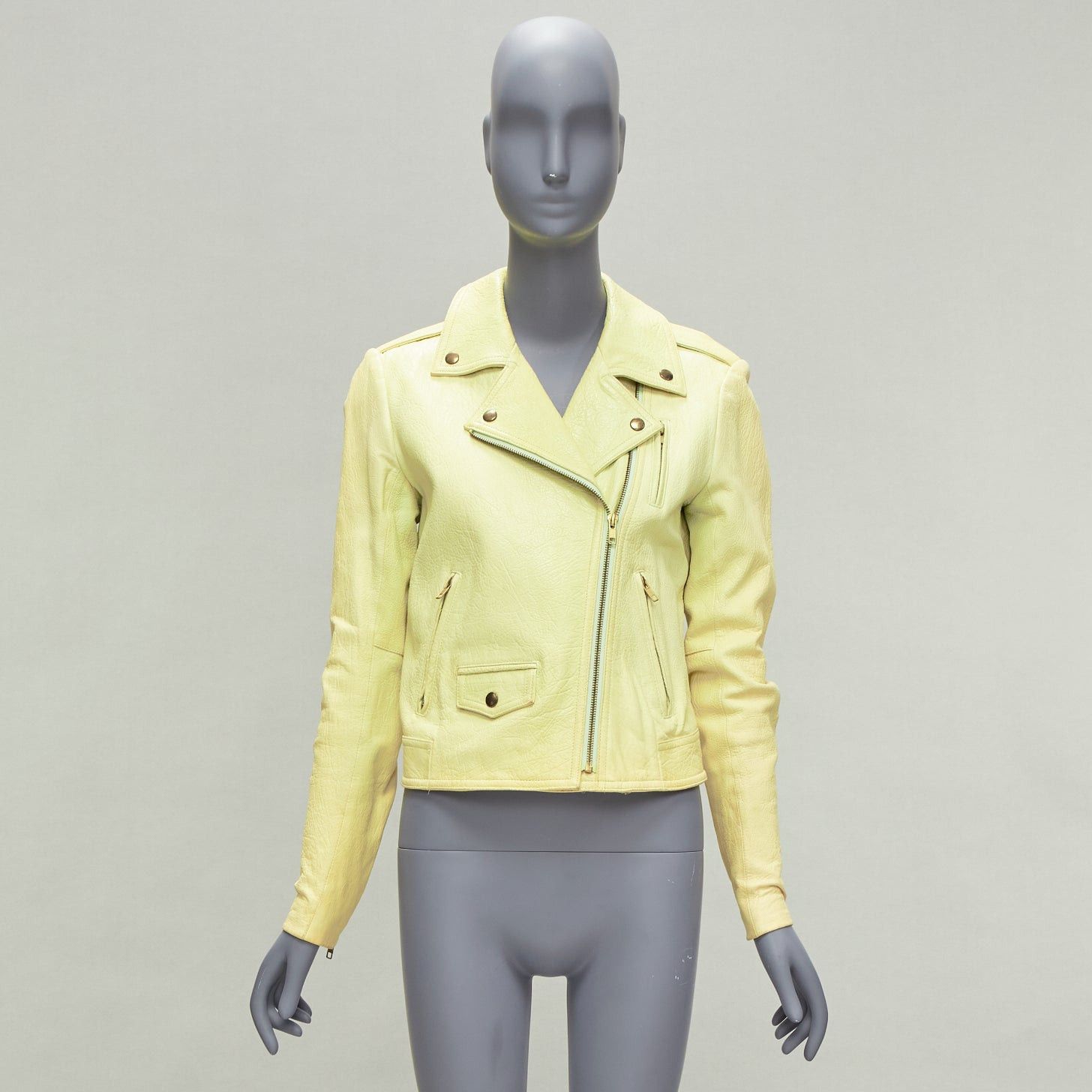 Theory THEORY yellow lambskin leather motorcycle biker jacket M Size M / US 6-8 / IT 42-44 - 11 Thumbnail