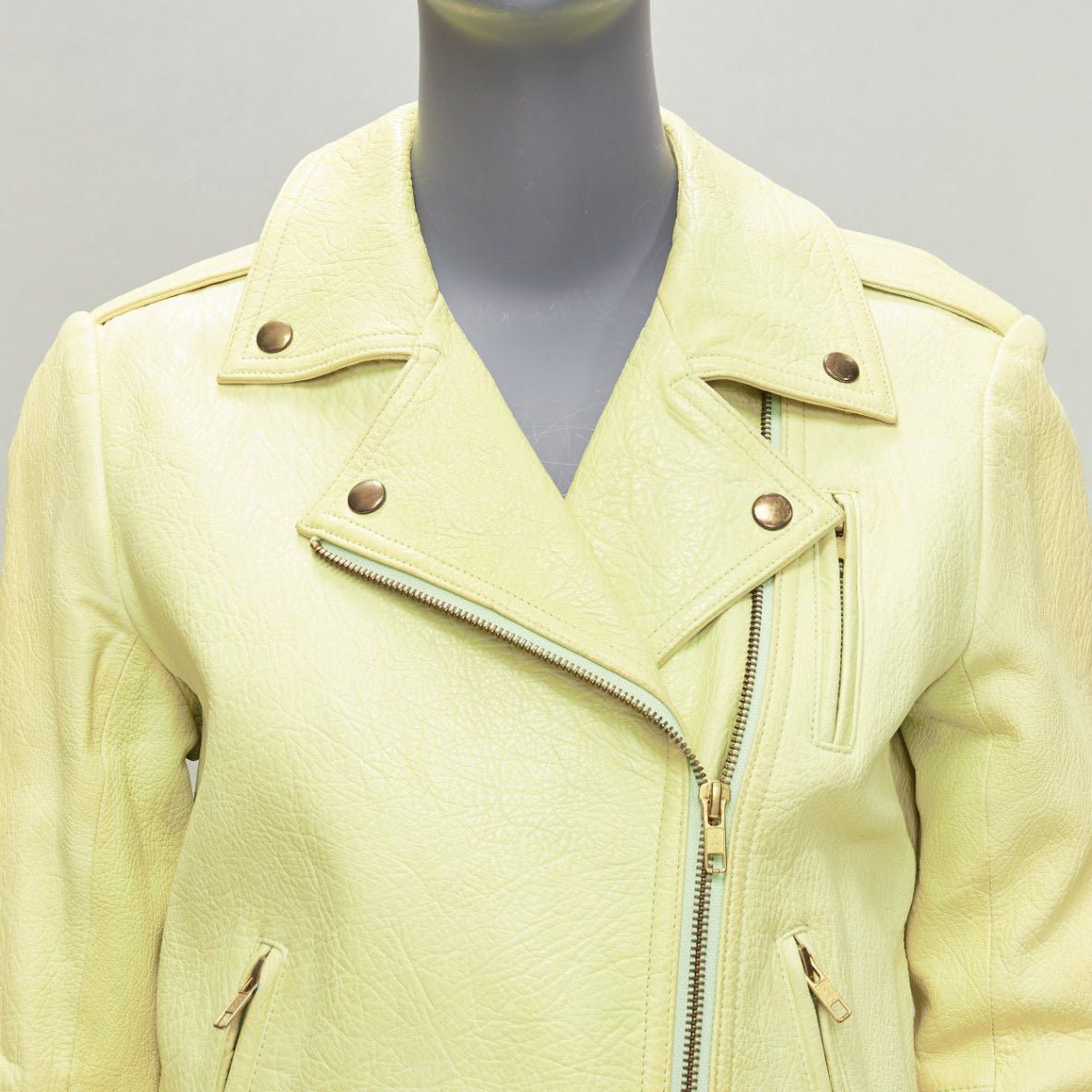 Theory THEORY yellow lambskin leather motorcycle biker jacket M Size M / US 6-8 / IT 42-44 - 8 Thumbnail