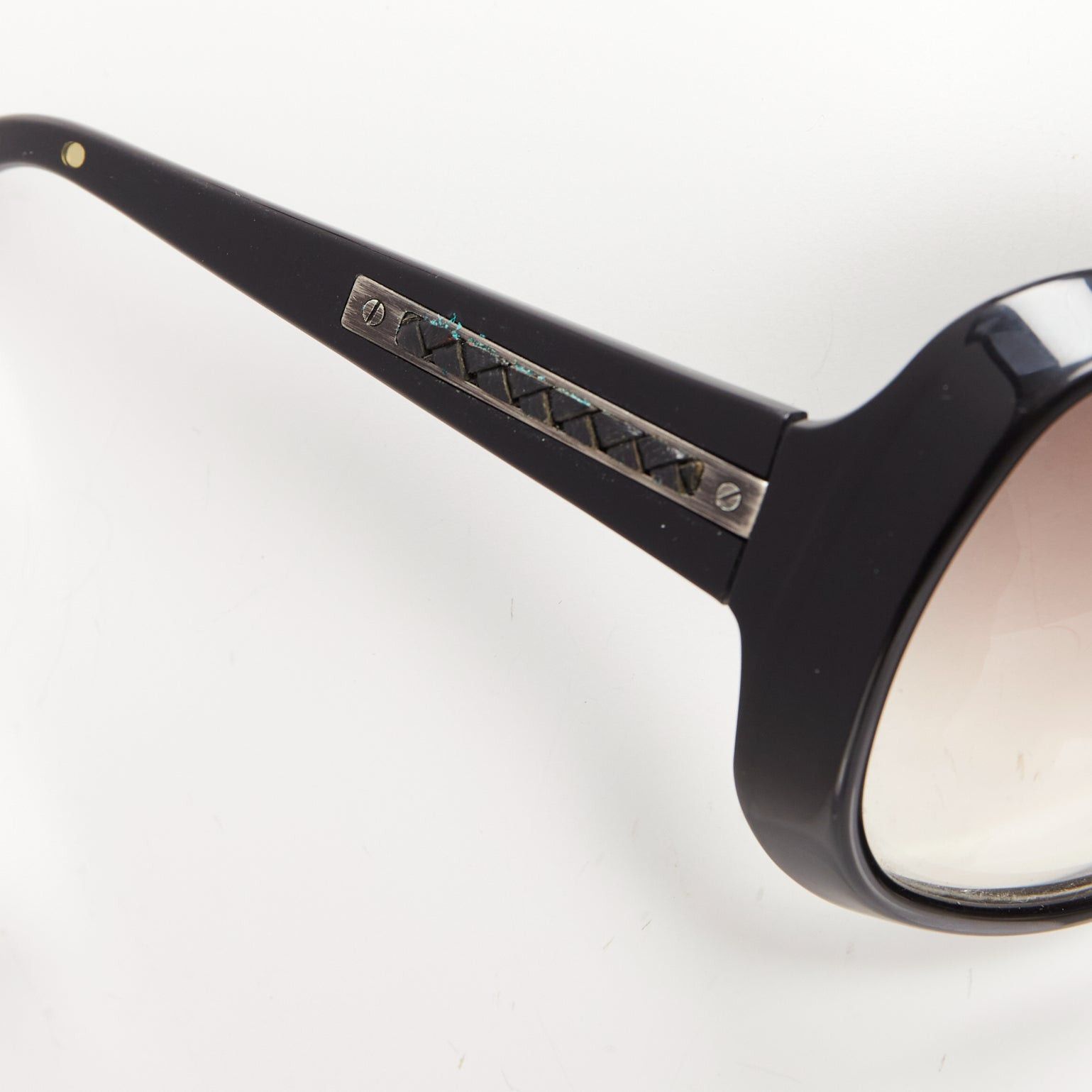 Bottega Veneta BOTTEGA VENETA BV68S black woven leather trim brown oversized sunglasses Size ONE SIZE - 5 Thumbnail