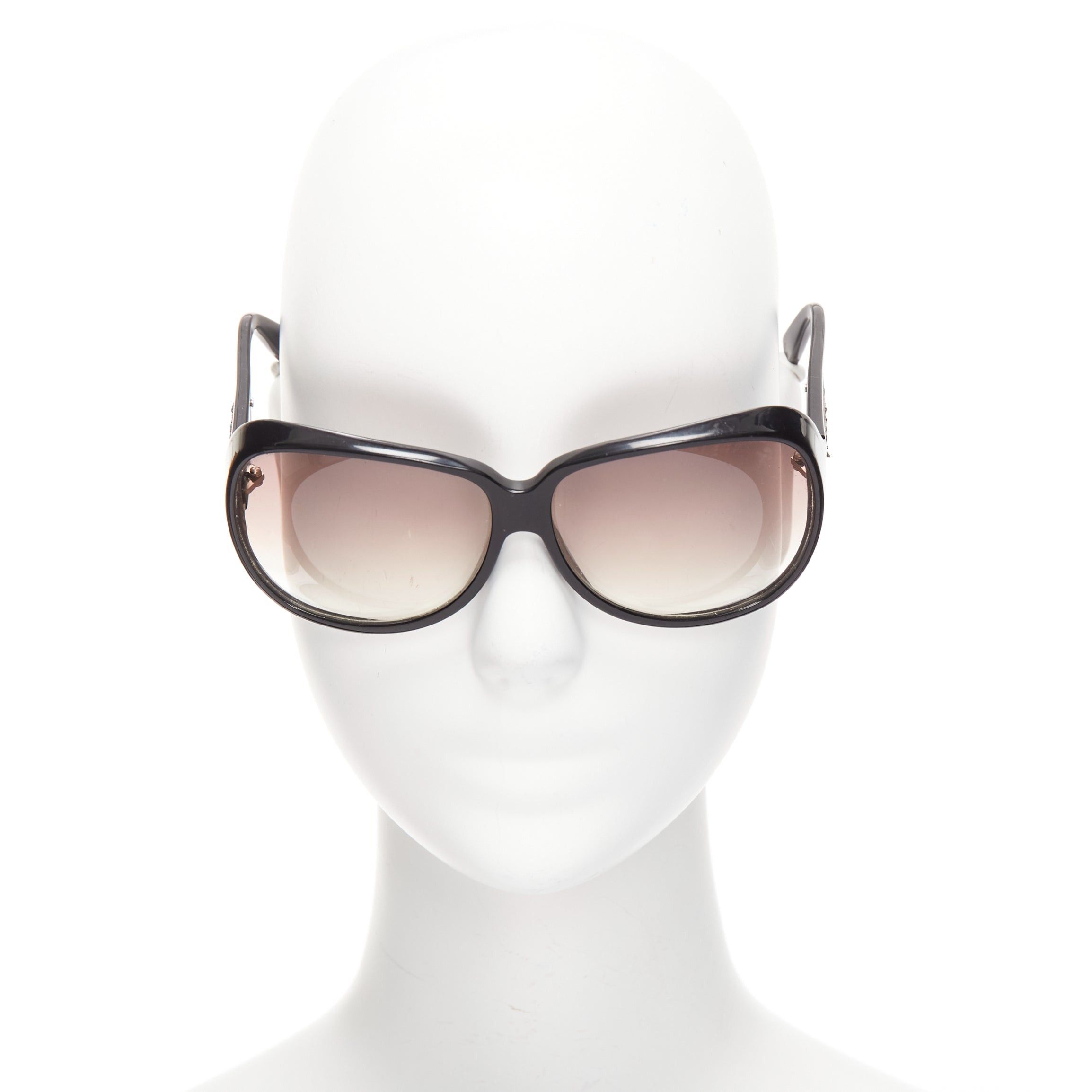 Bottega Veneta BOTTEGA VENETA BV68S black woven leather trim brown oversized sunglasses Size ONE SIZE - 2 Thumbnail