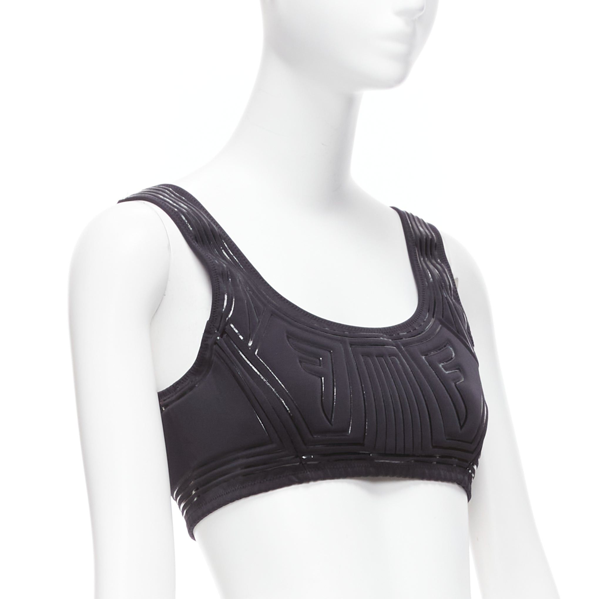 Fendi FENDI 2019 FFreedom black neoprene rubber FF logo scoop cropped bra top IT40 S Size S / US 4 / IT 40 - 3 Thumbnail