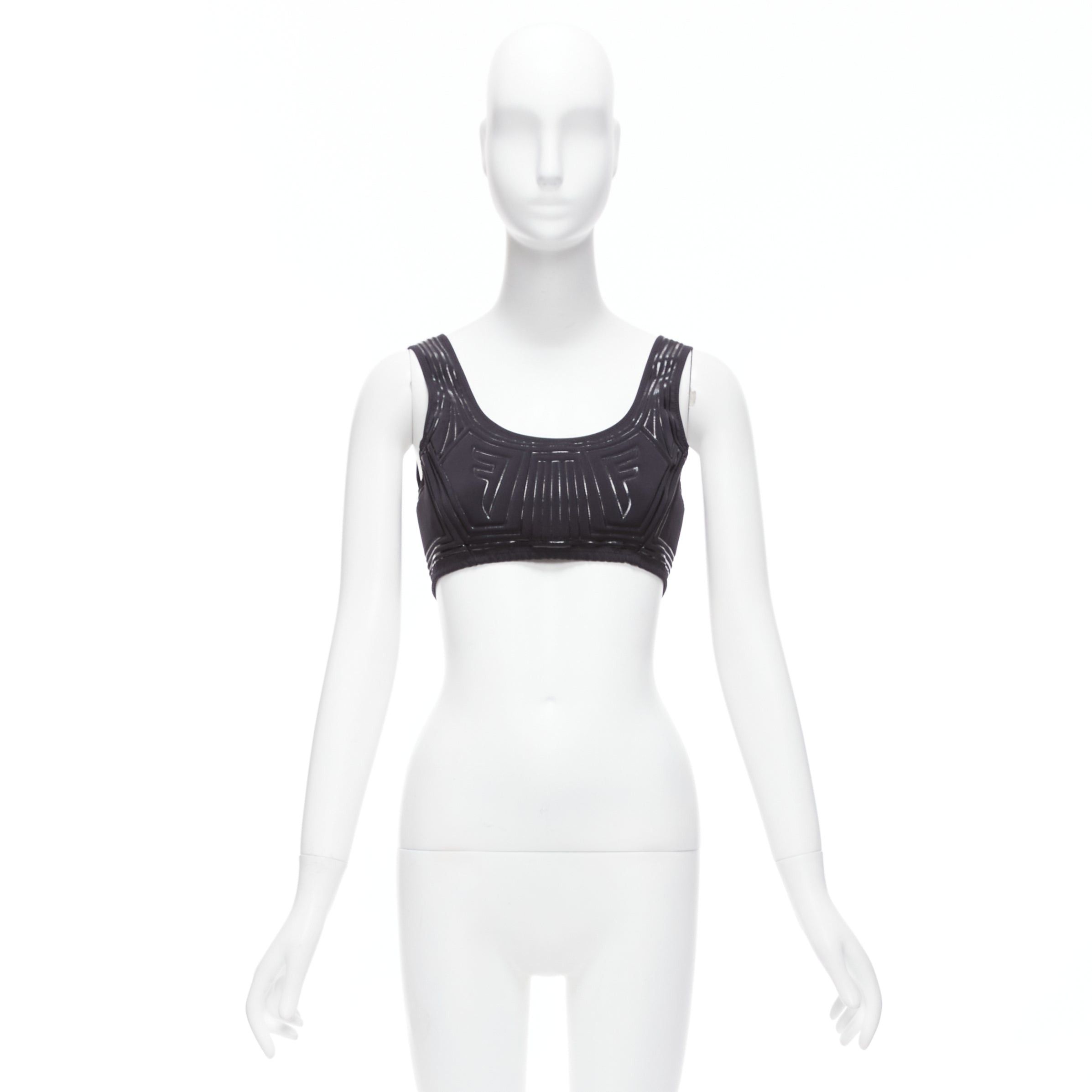 Fendi FENDI 2019 FFreedom black neoprene rubber FF logo scoop cropped bra top IT40 S Size S / US 4 / IT 40 - 9 Thumbnail