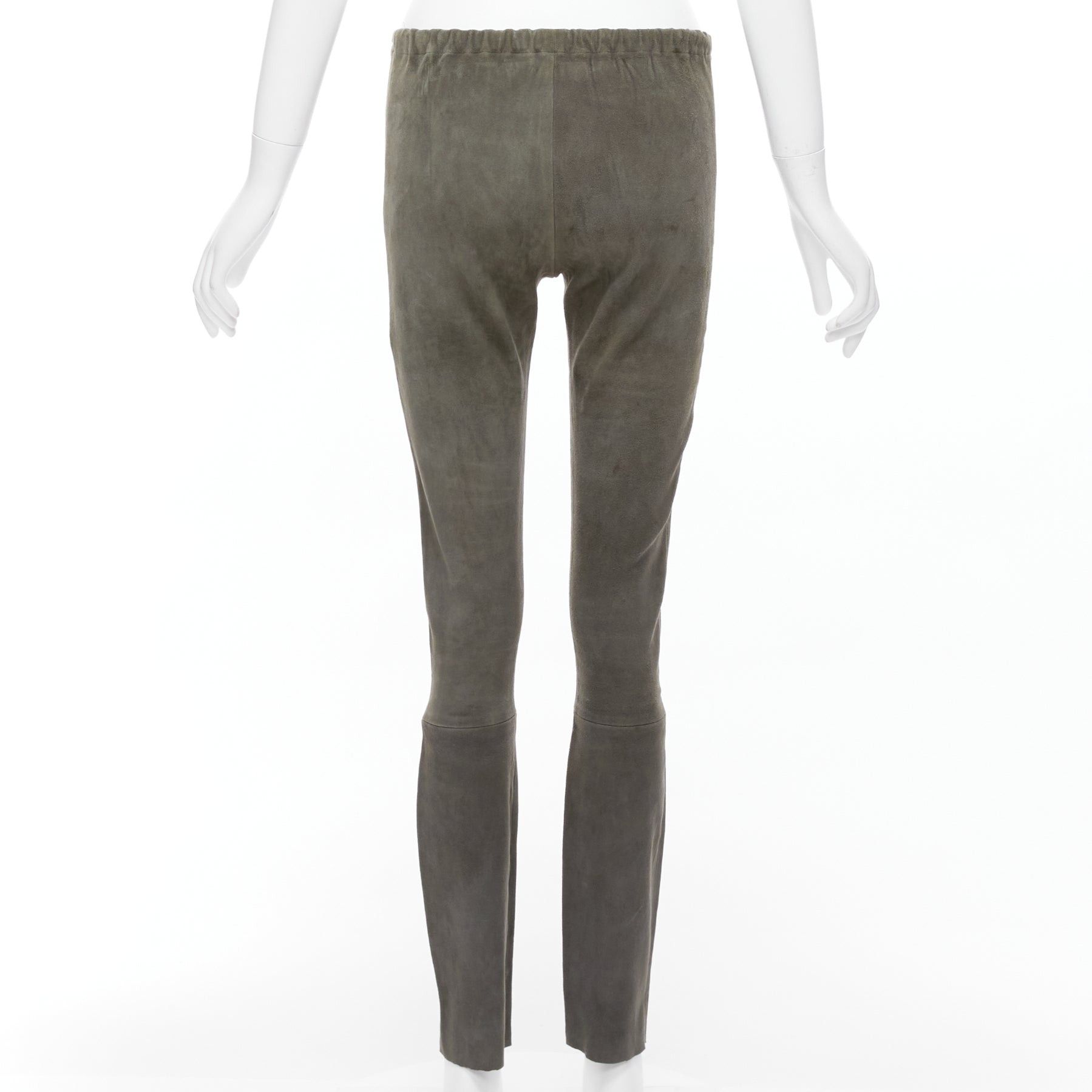 Haider Ackermann HAIDER ACKERMANN green grey suede leather flared legging pants FR36 S Size 27" / US 4 / IT 40 - 5 Thumbnail