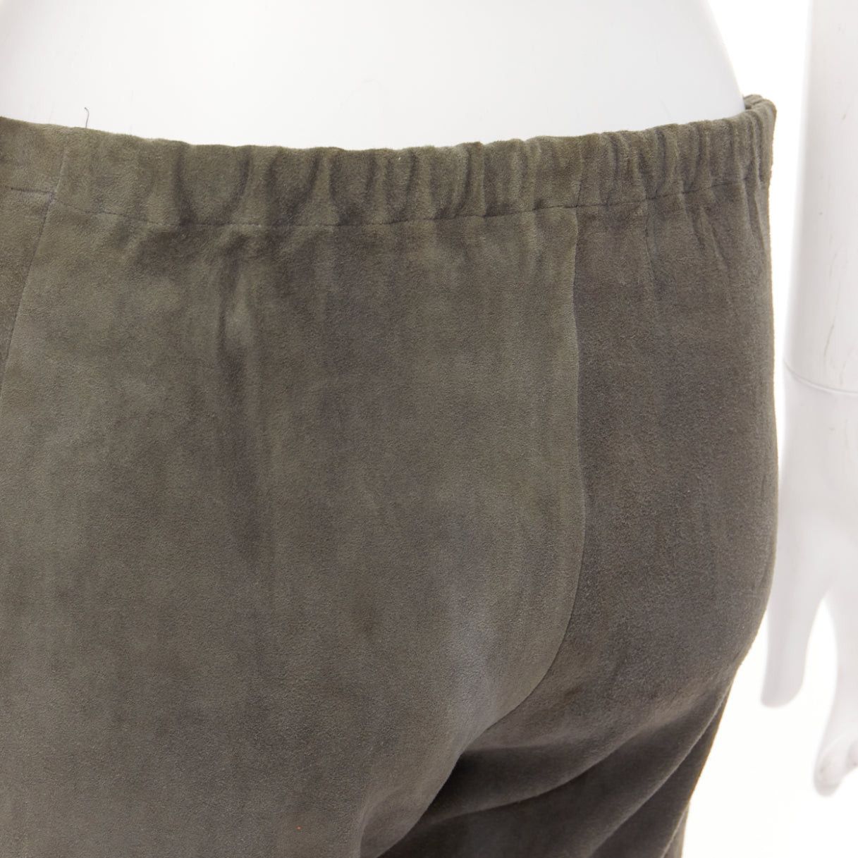 Haider Ackermann HAIDER ACKERMANN green grey suede leather flared legging pants FR36 S Size 27" / US 4 / IT 40 - 7 Thumbnail