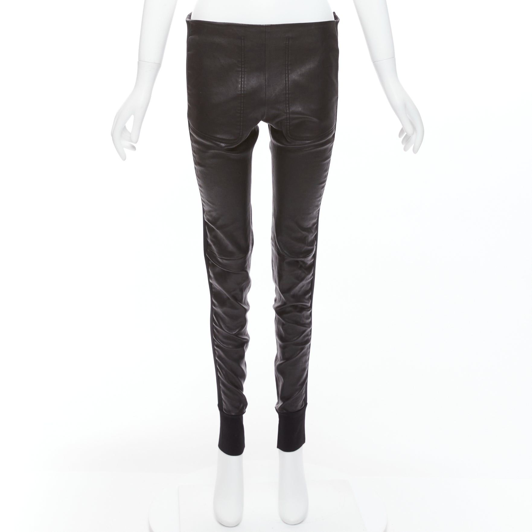 Balenciaga BALENCIAGA LEATHER 2011 black lambskin blend moto cuffed pants FR40 L Size 30" / US 8 / IT 44 - 9 Thumbnail