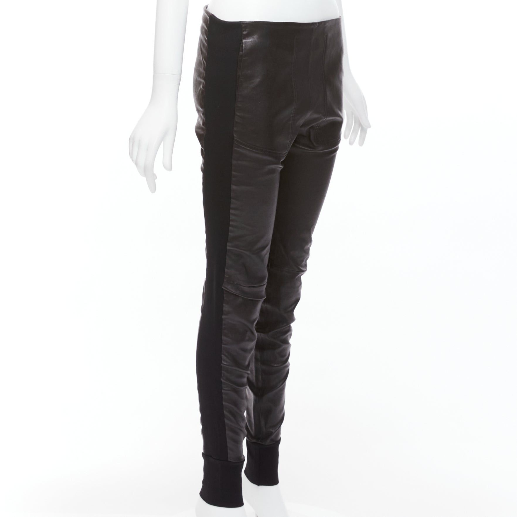 Balenciaga BALENCIAGA LEATHER 2011 black lambskin blend moto cuffed pants FR40 L Size 30" / US 8 / IT 44 - 3 Thumbnail