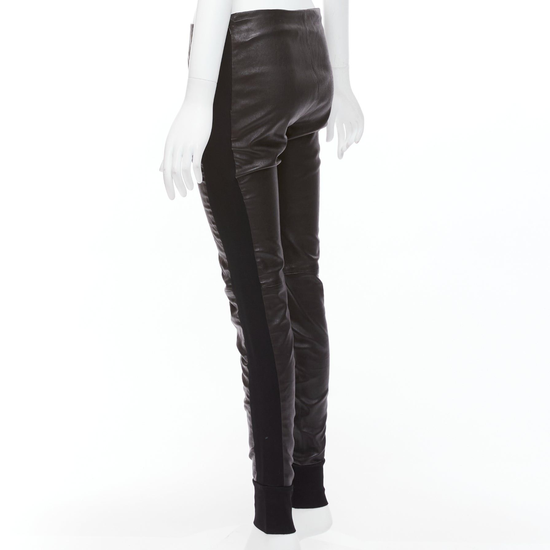 Balenciaga BALENCIAGA LEATHER 2011 black lambskin blend moto cuffed pants FR40 L Size 30" / US 8 / IT 44 - 6 Thumbnail