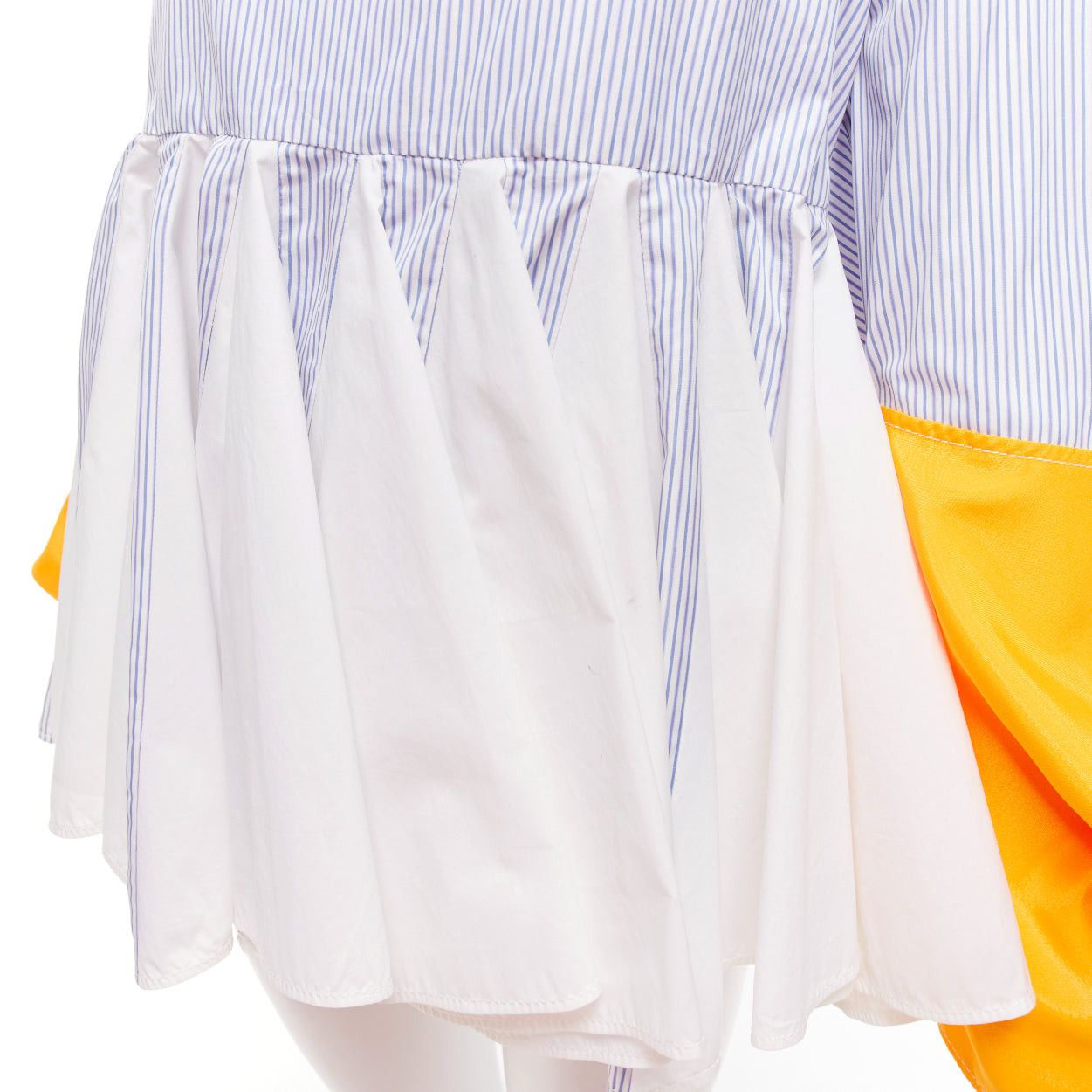 Marine Serre MARINE SERRE yellow blue white pinstriped puff sleeve peplum top M Size M / US 6-8 / IT 42-44 - 8 Thumbnail