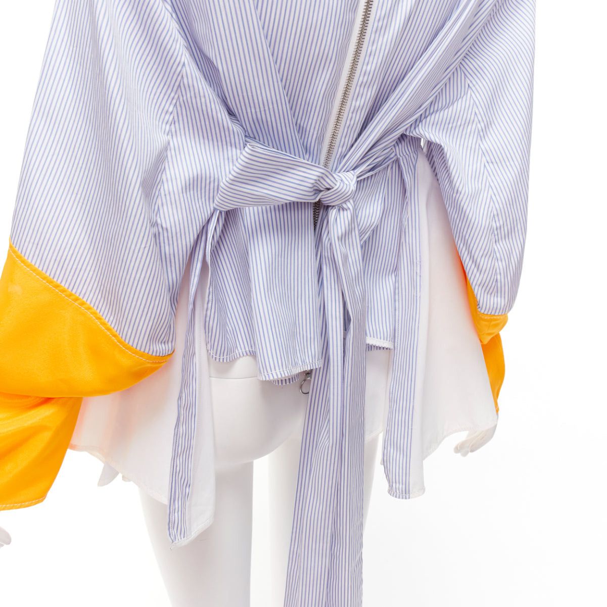 Marine Serre MARINE SERRE yellow blue white pinstriped puff sleeve peplum top M Size M / US 6-8 / IT 42-44 - 2 Thumbnail