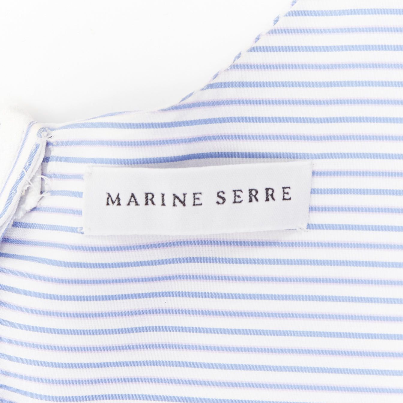 Marine Serre MARINE SERRE yellow blue white pinstriped puff sleeve peplum top M Size M / US 6-8 / IT 42-44 - 9 Thumbnail