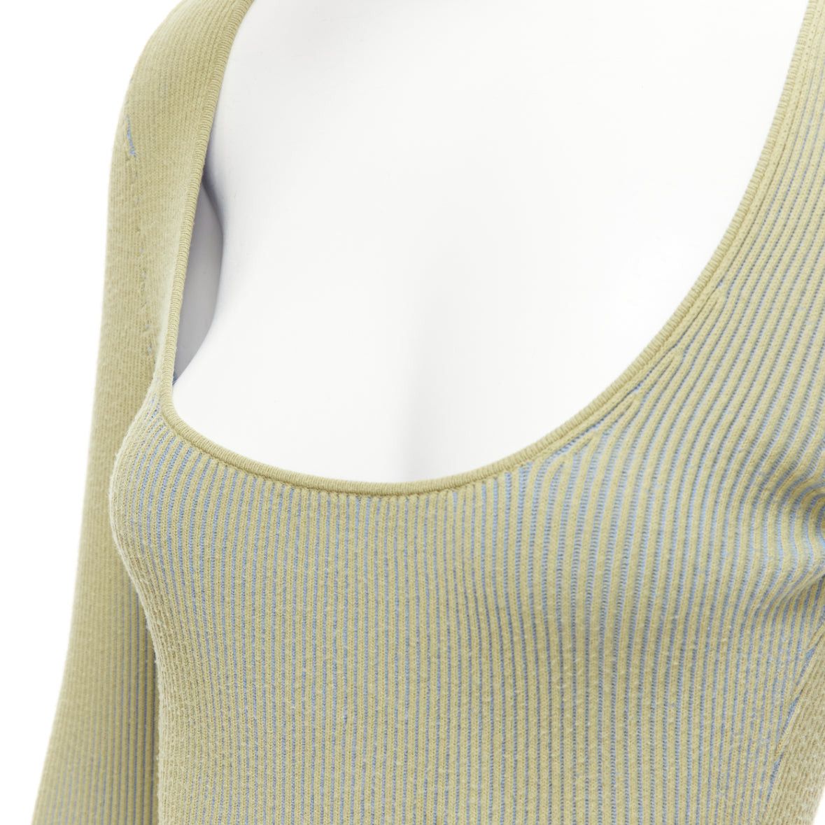 Jacquemus JACQUEMUS Rosa green blue ribbed scoop neck fitted long sleeve top FR40 L Size M / US 6-8 / IT 42-44 - 8 Thumbnail