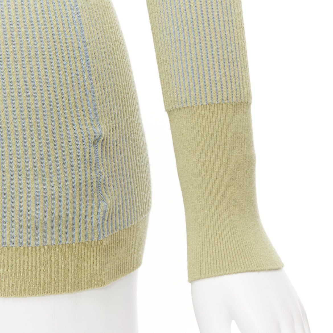 Jacquemus JACQUEMUS Rosa green blue ribbed scoop neck fitted long sleeve top FR40 L Size M / US 6-8 / IT 42-44 - 2 Thumbnail