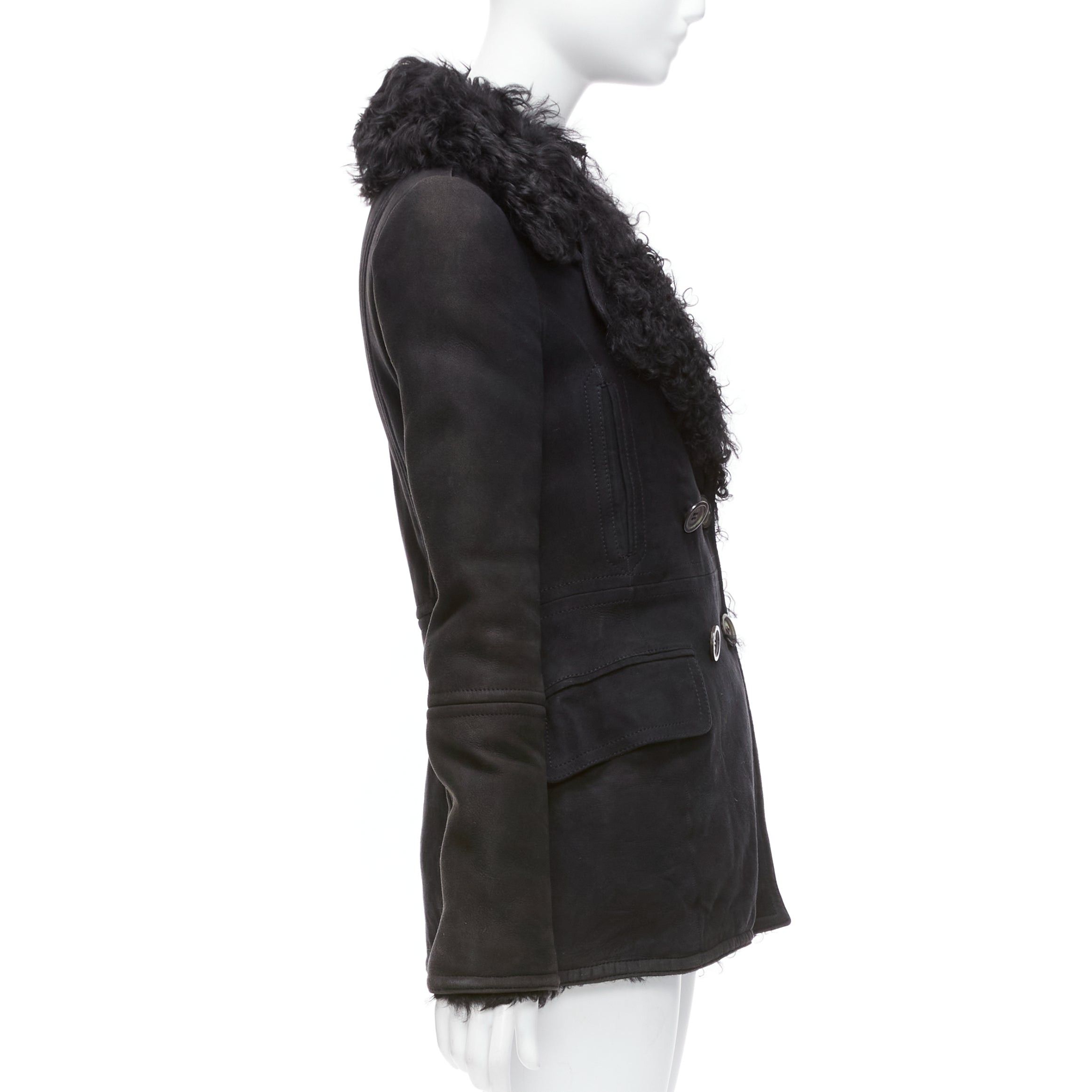 Gucci GUCCI Tom Ford Vintage black shearling double breasted coat IT42 M Size M / US 6-8 / IT 42-44 - 5 Thumbnail