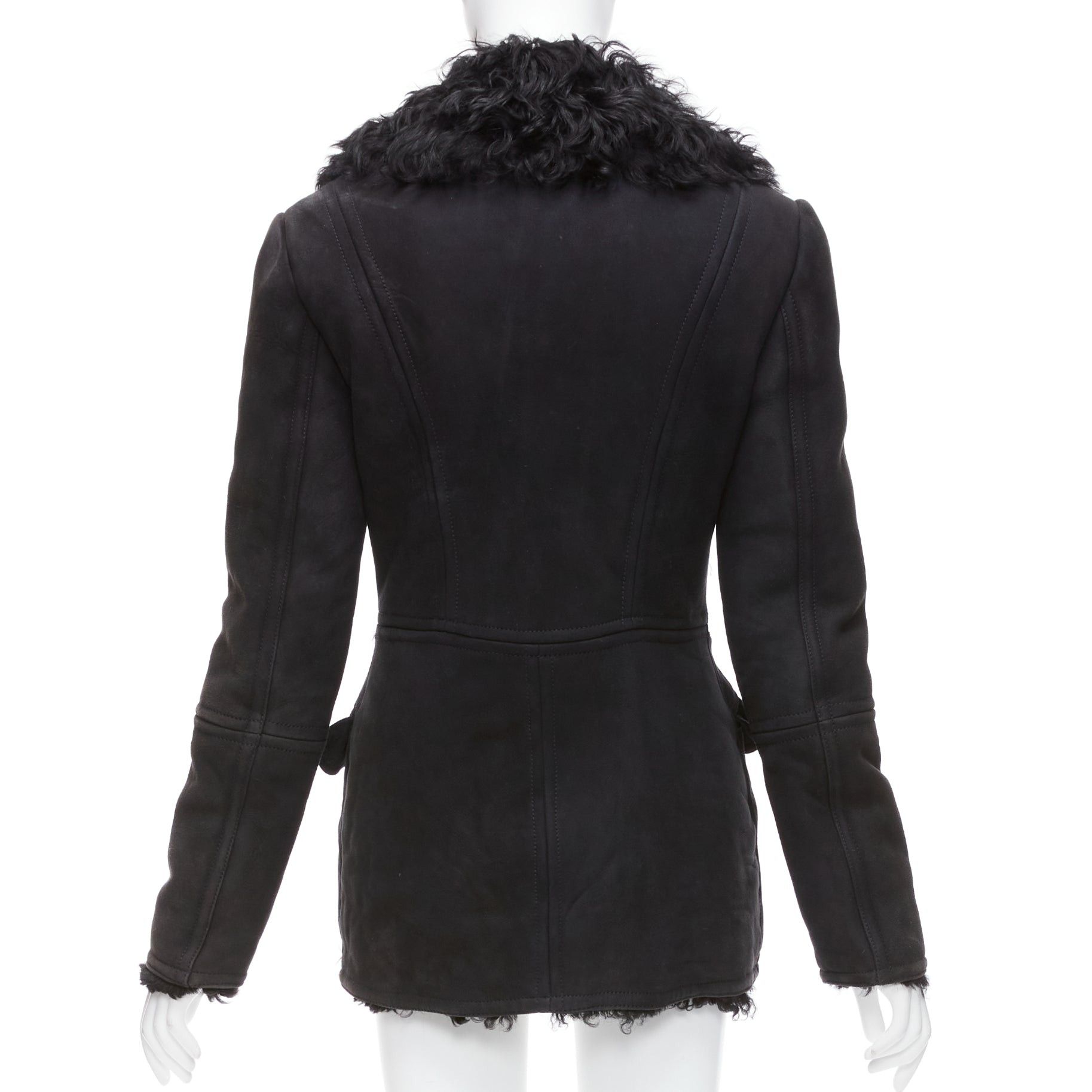 Gucci GUCCI Tom Ford Vintage black shearling double breasted coat IT42 M Size M / US 6-8 / IT 42-44 - 6 Thumbnail