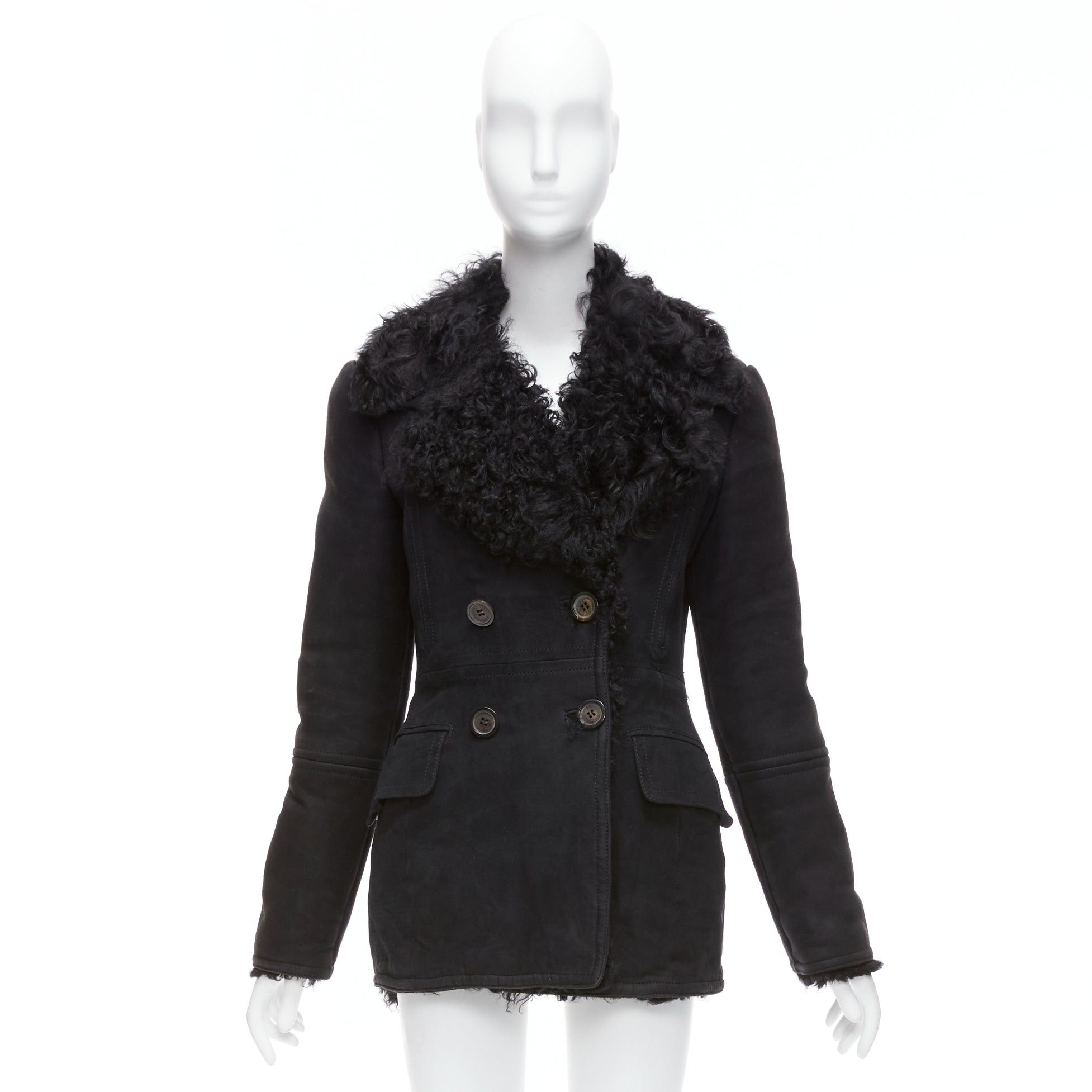 Gucci GUCCI Tom Ford Vintage black shearling double breasted coat IT42 M Size M / US 6-8 / IT 42-44 - 11 Thumbnail