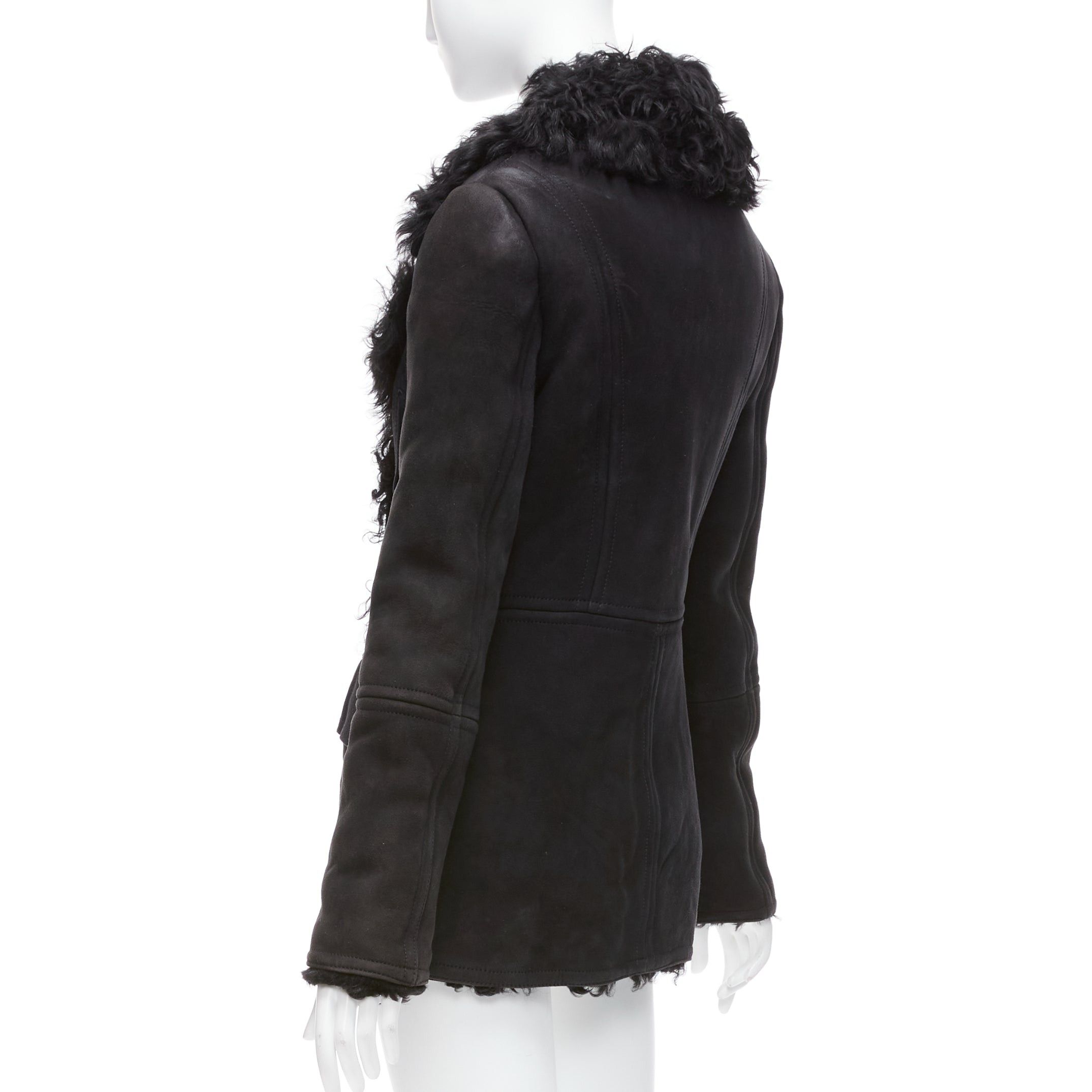 Gucci GUCCI Tom Ford Vintage black shearling double breasted coat IT42 M Size M / US 6-8 / IT 42-44 - 7 Thumbnail