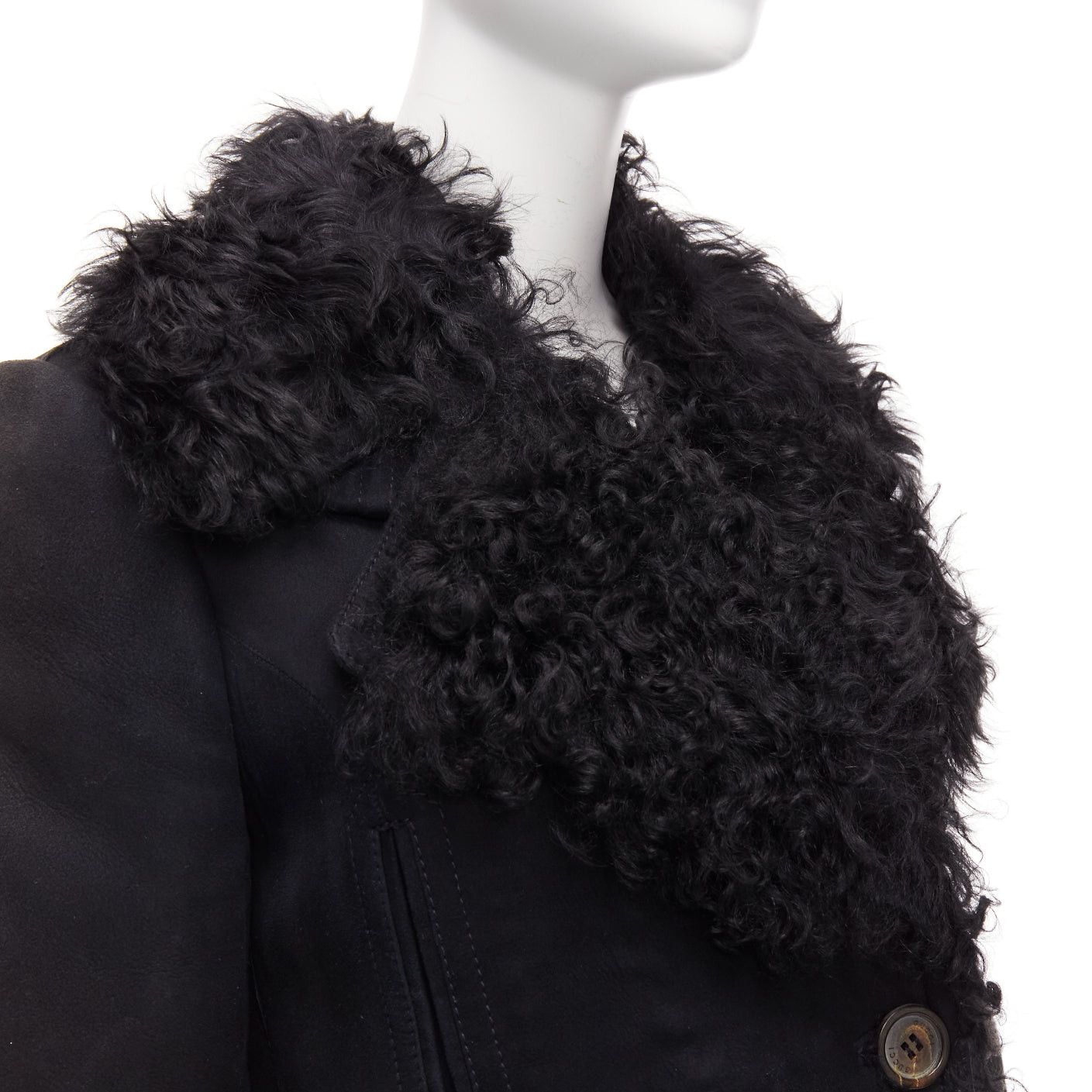 Gucci GUCCI Tom Ford Vintage black shearling double breasted coat IT42 M Size M / US 6-8 / IT 42-44 - 8 Thumbnail