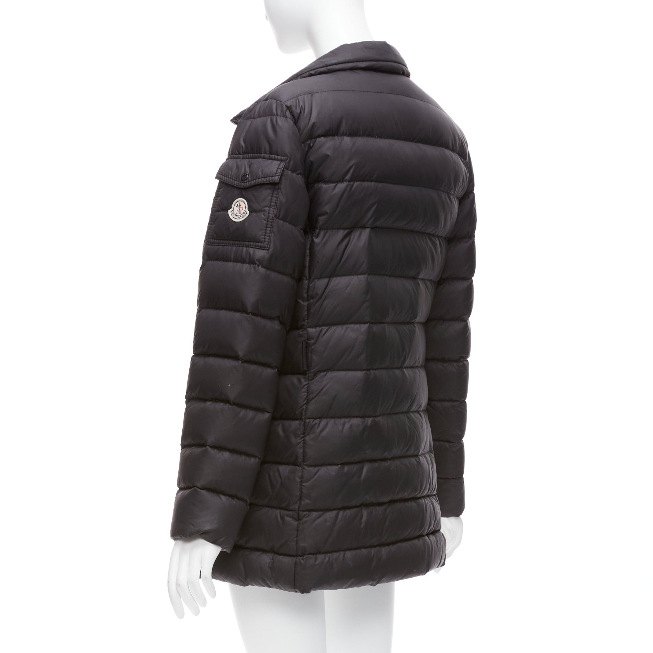 Moncler MONCLER Norme Afnor black quilted puffer zip front A line coat Sz3 L Size M / US 6-8 / IT 42-44 - 7 Thumbnail