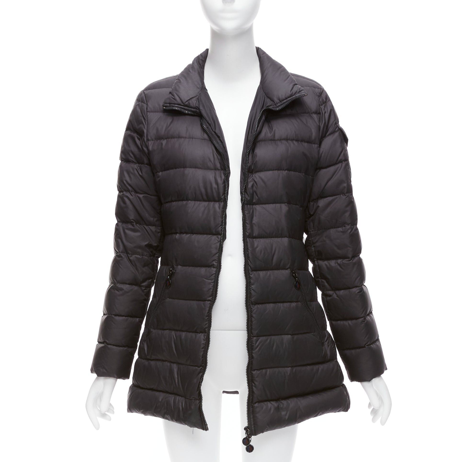 Moncler MONCLER Norme Afnor black quilted puffer zip front A line coat Sz3 L Size M / US 6-8 / IT 42-44 - 3 Thumbnail