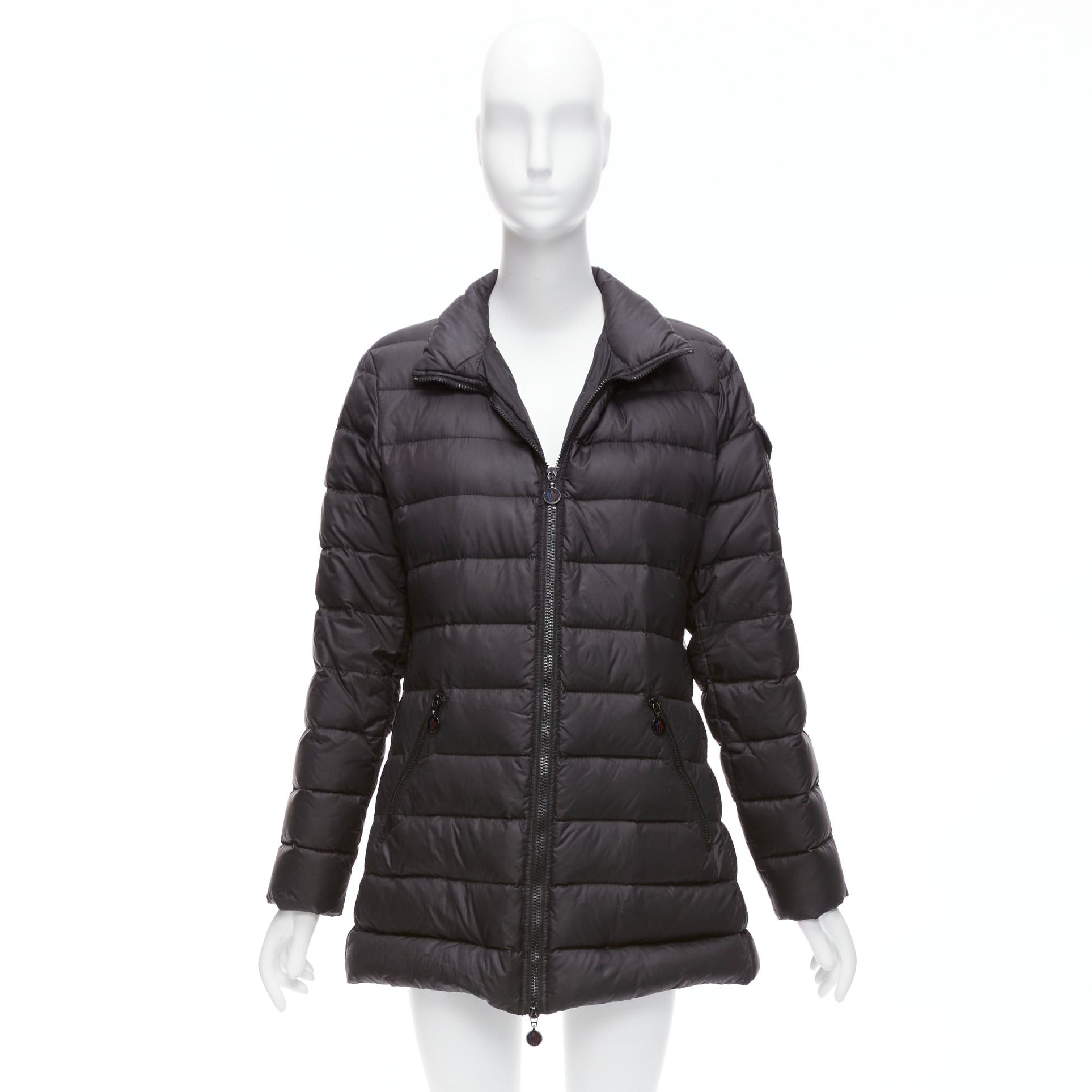 Moncler MONCLER Norme Afnor black quilted puffer zip front A line coat Sz3 L Size M / US 6-8 / IT 42-44 - 10 Thumbnail