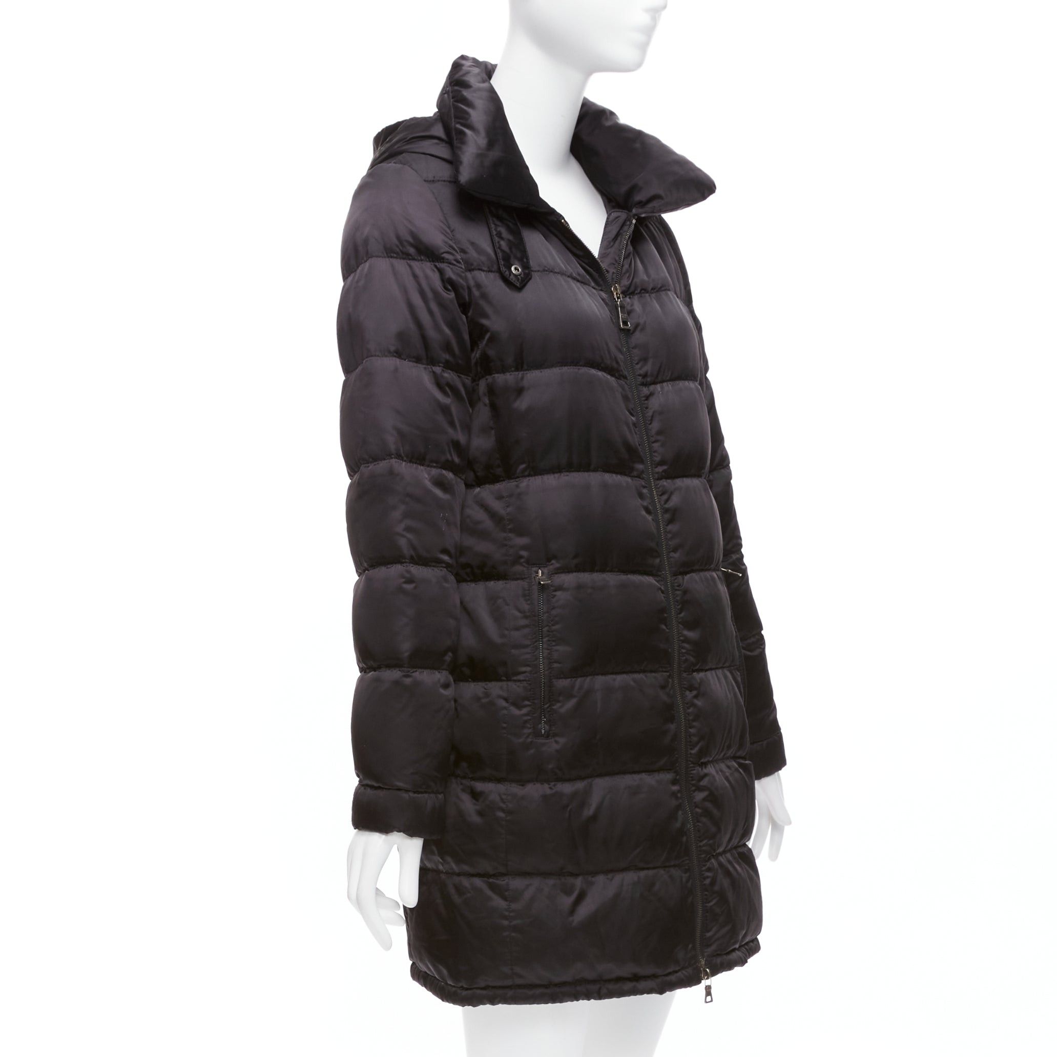 Prada PRADA 2010 black shiny nylon hooded quilted long sleeve puffer coat IT42 M Size M / US 6-8 / IT 42-44 - 4 Thumbnail