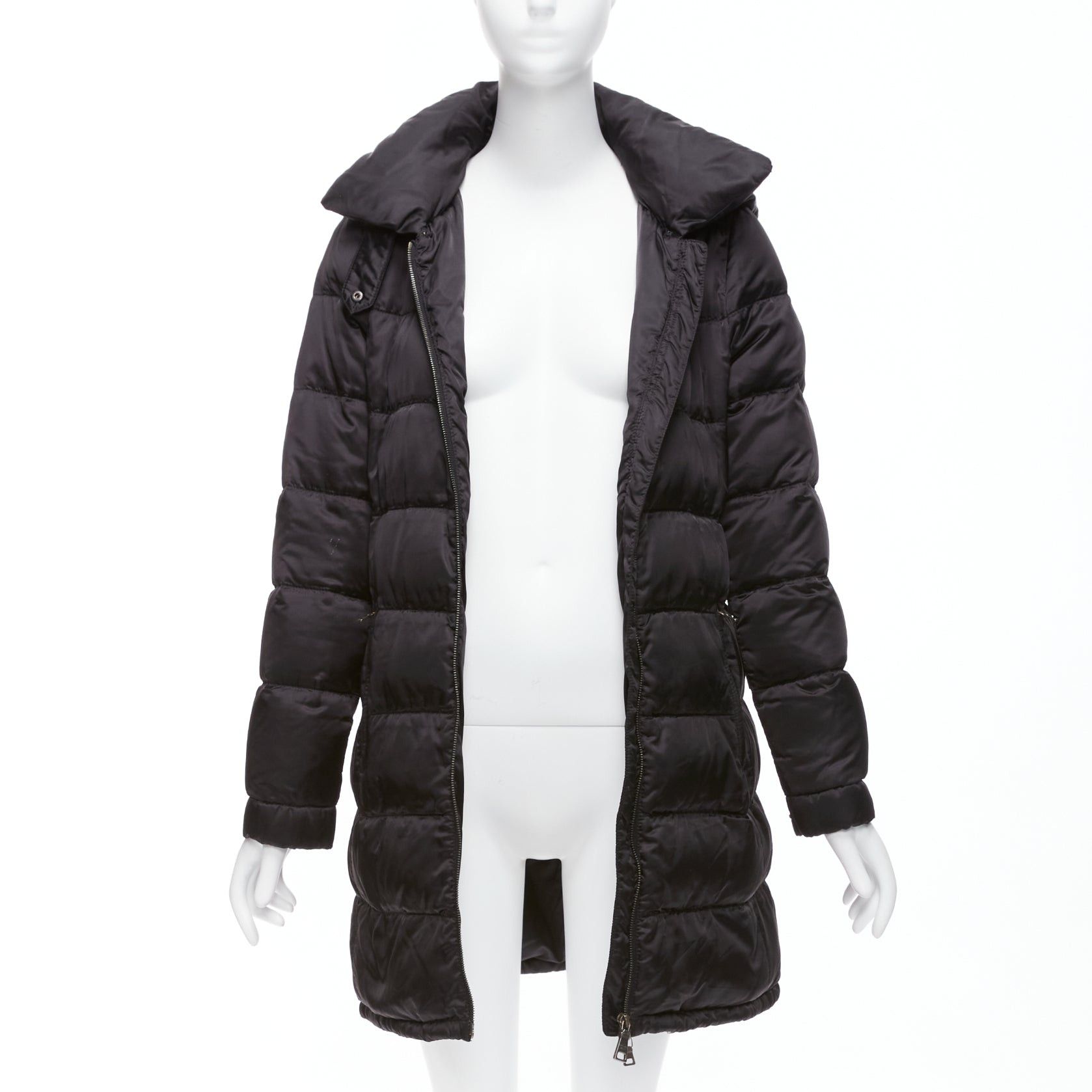 Prada PRADA 2010 black shiny nylon hooded quilted long sleeve puffer coat IT42 M Size M / US 6-8 / IT 42-44 - 3 Thumbnail