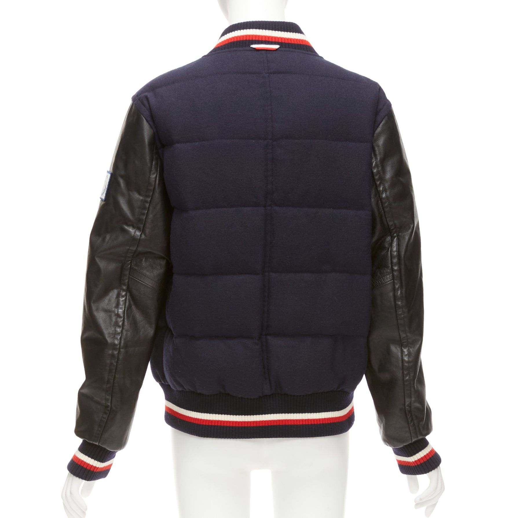 Moncler MONCLER GAMME BLEU navy wool leather sleeves goose down bomber jacket Sz2 M Size M / US 6-8 / IT 42-44 - 6 Thumbnail